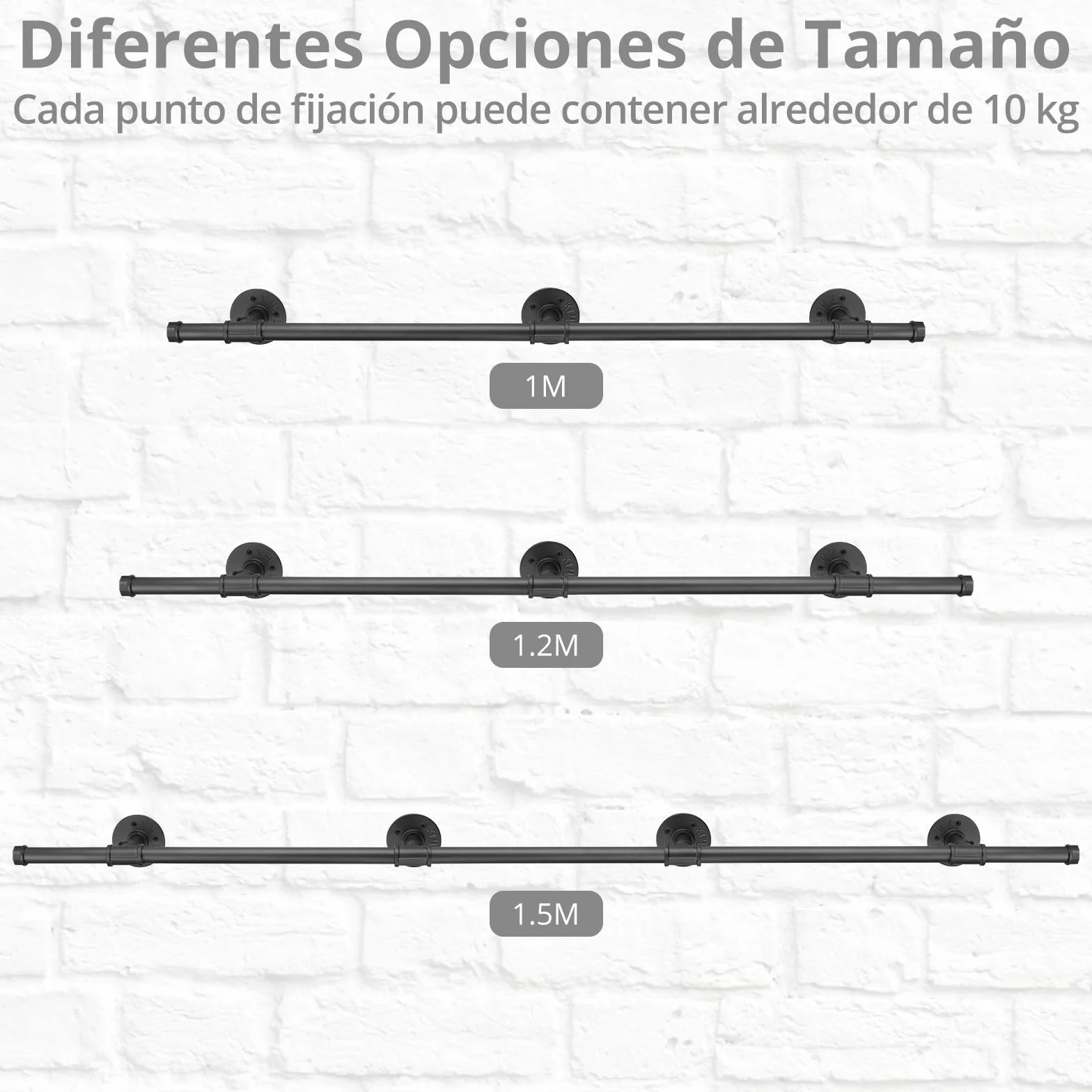 TANiCE Pasamanos Escalera 150 cm Negro de Acero Galvanizado Antideslizante Barandilla de Pared para Interior y Exterior con Soporte Seguro para Ancianos y Niños, Fácil Instalación Multifuncional