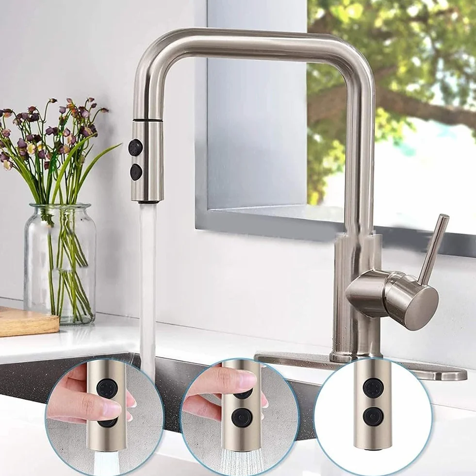 Cabezal de pulverización de repuesto para fregadero de cocina, diseño extraíble con modos de pulverización dobles (galvanoplastia)