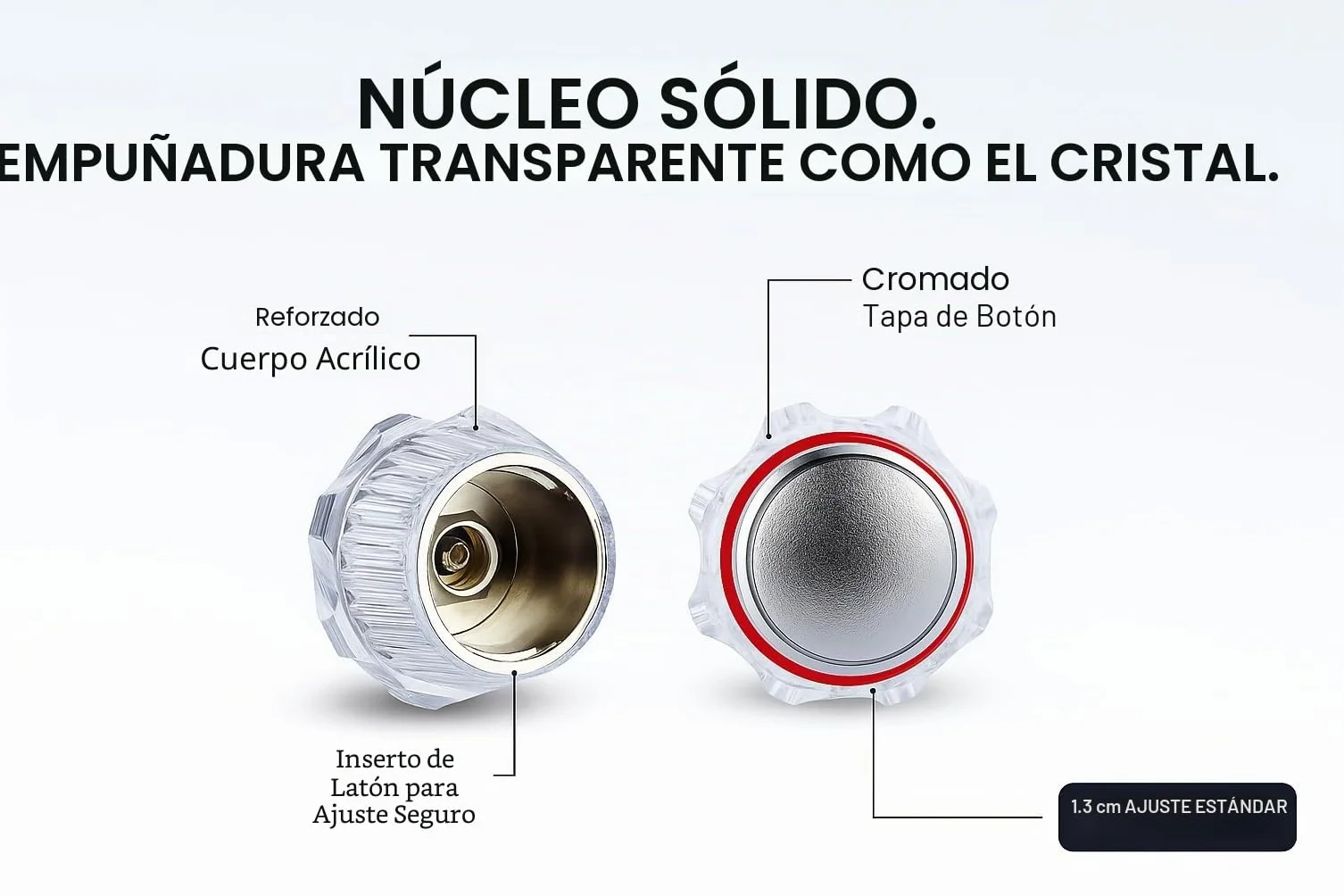 Repuesto estándar de grifo caliente y frío, cabezales superiores de, acrílico, metalizado, cromado, rojo y azul, sistema (se vende en pares)