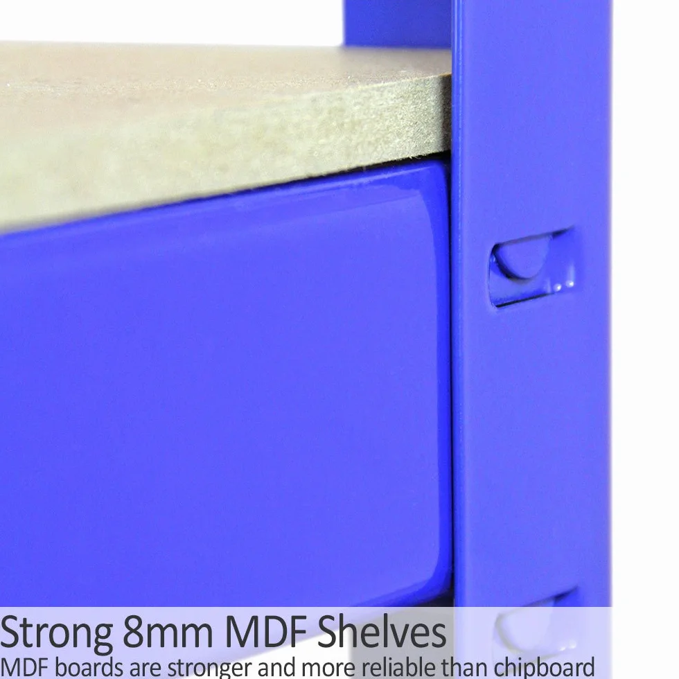 3 Estanterías Azules Metalicas T-Rax Sin Tornillos 90x45x180cm con 5 Estantes Baldas Repisas Capacidad Peso 280kg por Estante Almacenamiento Almacenaje Herramientas Taller Garaje + Mazo de Goma GRATIS