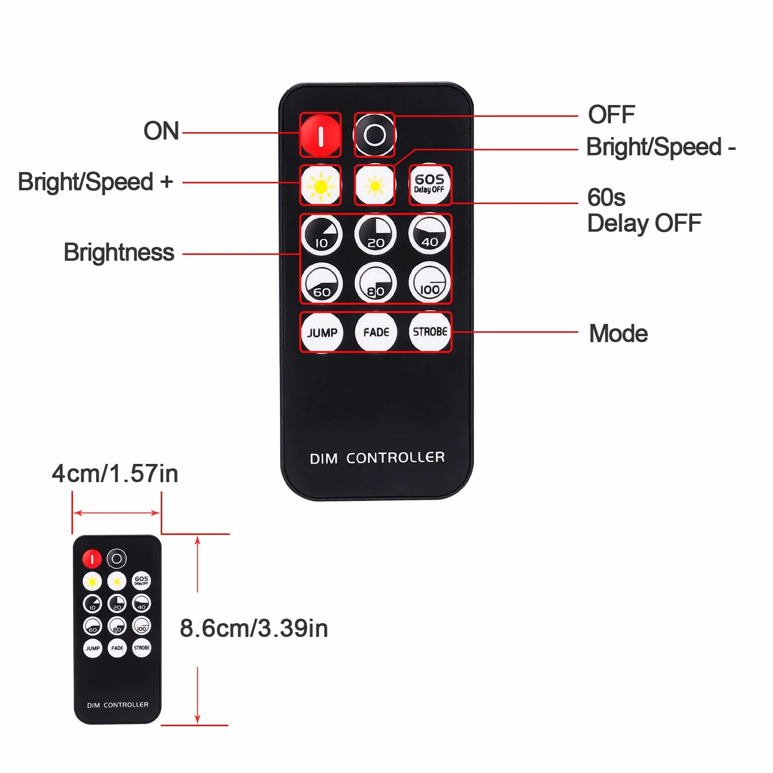 GOMING DC 5V 12V 24V 30A RF LED Dimmer PWM Controlador de Atenuación Control Inalámbrico o a Través de la Perilla para Ajustar el Brillo Adecuado para Tiras de luces LED