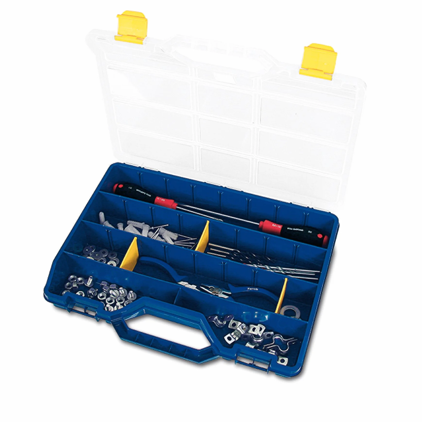 Tayg 46-26 Estuche organizador con separadores móviles, 2000 W, 240 V, Azul, Transparente, Amarillo, 378 x 290 x 61 mm