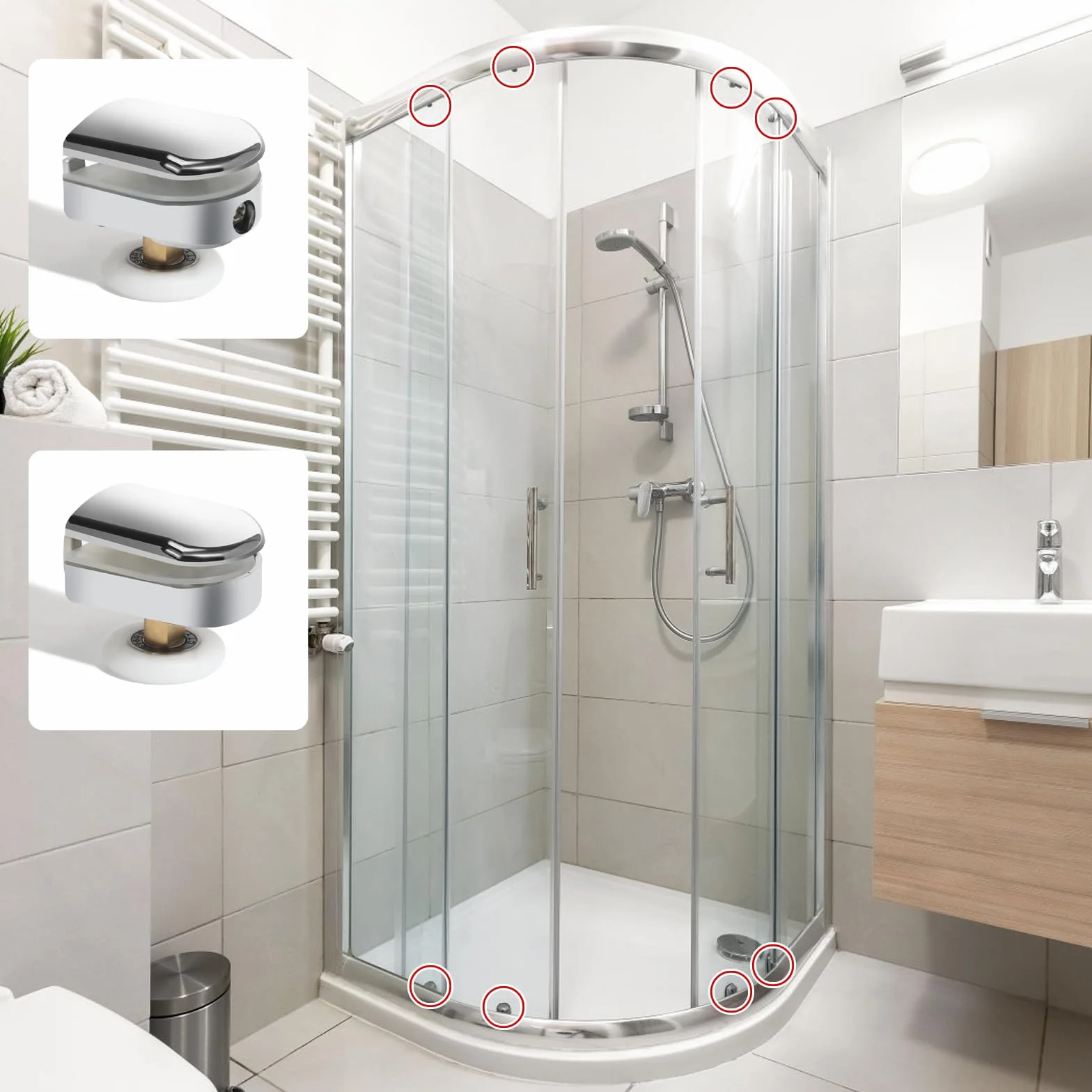 Rodillos para Puertas de Ducha Rodamientos Mampara Ducha 23mm Ruedas Mampara Ducha Ruedas Para Puerta de Ducha Para Puerta Corredera De Cristal Baño 4 Piezas