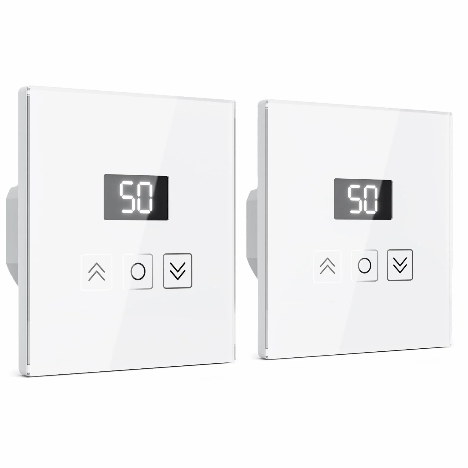 Interruptor de Persianas Wifi con Pantalla, 80x 80mm Interruptor de Persiana Inteligente Control por Smart Life, Compatible con Alexa/Google Assistant, Requiere Cable Neutro