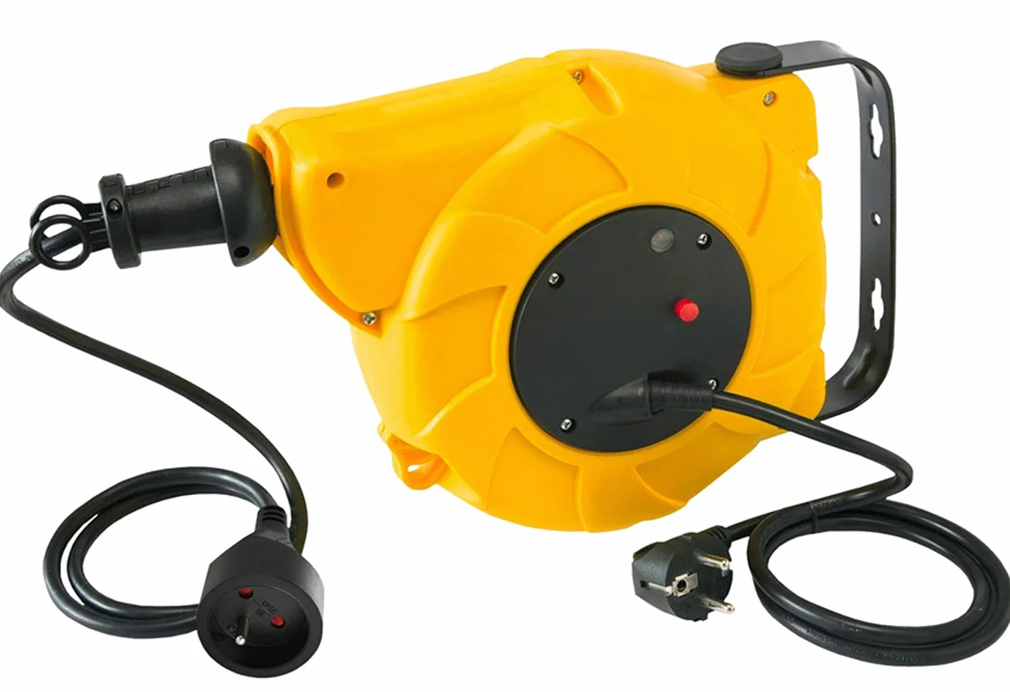 Electraline 100236 - Enrollacables eléctrico automático a Resorte con alargador (10 m, 250 V) Color Amarillo
