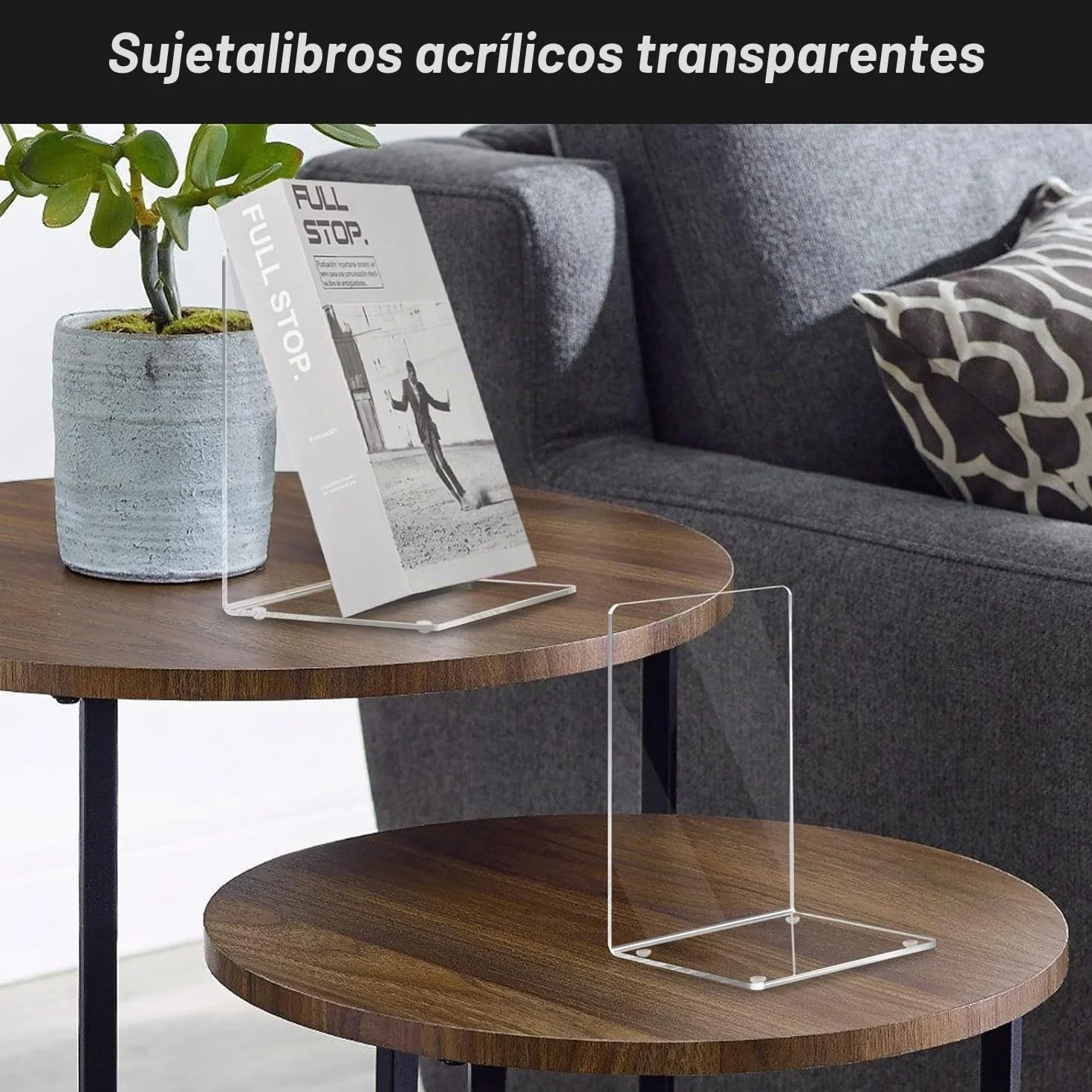 Auauraintt 6pcs Sujetalibros de acrílico Transparente con 24 Alfombrillas de Silicona Antideslizantes