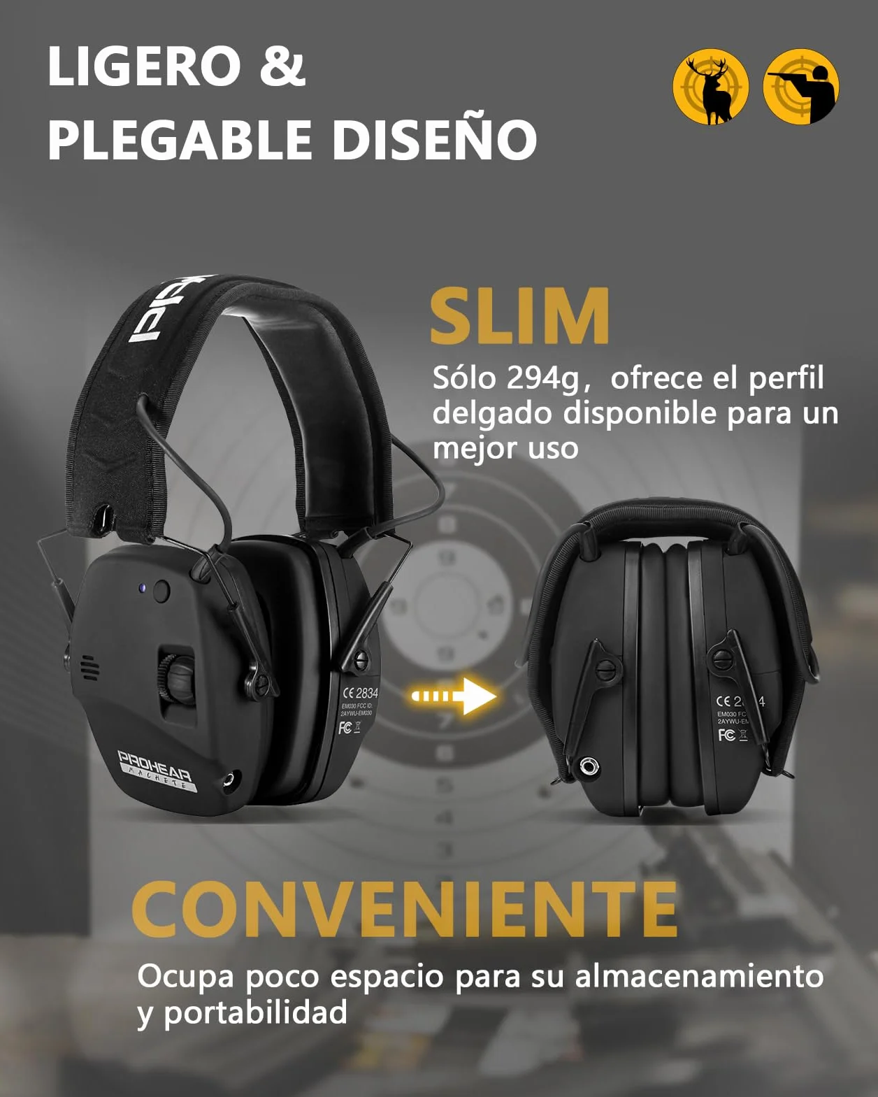 PROHEAR Cascos Antiruido Protector Auditivo Reducción Activa Ruido Amplificación Sonido SNR 27dB NRR 22dB Bluetooth