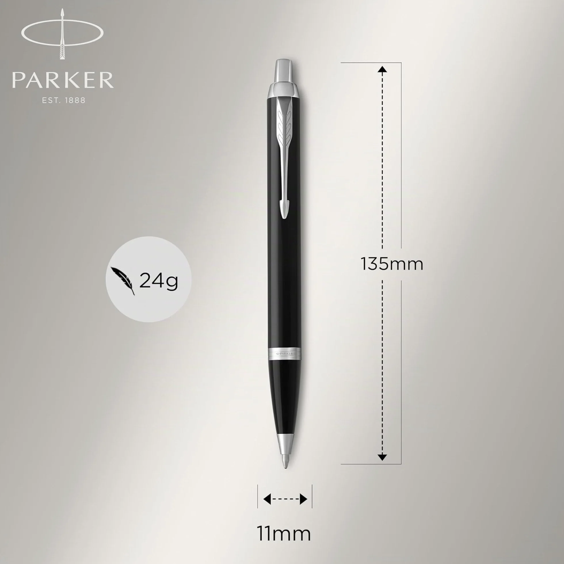 Parker IM Set de regalo Duo Pen Pluma estilográfica y bolígrafo estuche lacado negro cromado punta media recargas tinta azul