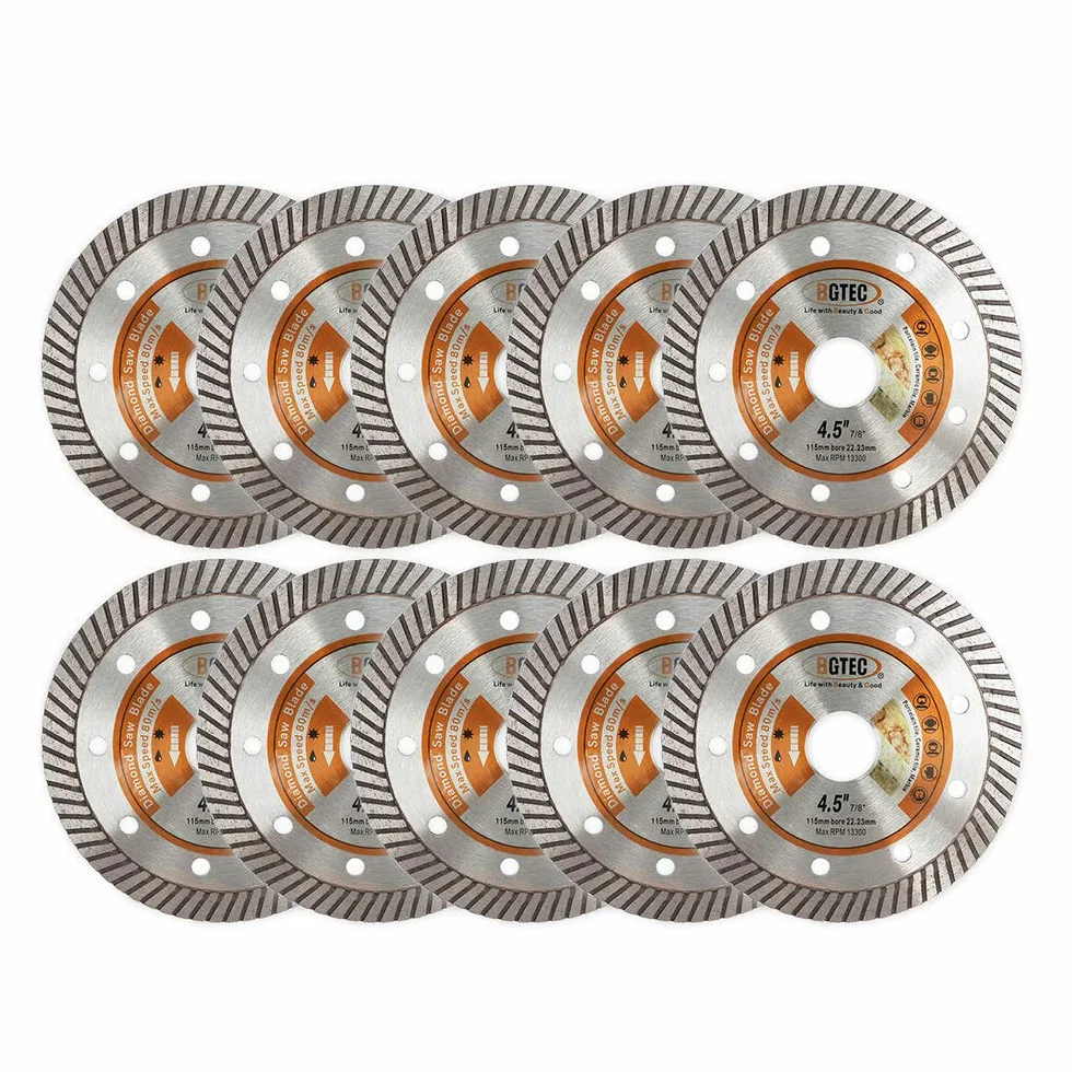 BGTEC 10 piezas de 115 mm de diamante ultradelgado de diamante Turbo Blade para baldosas de cerámica piedra de granito