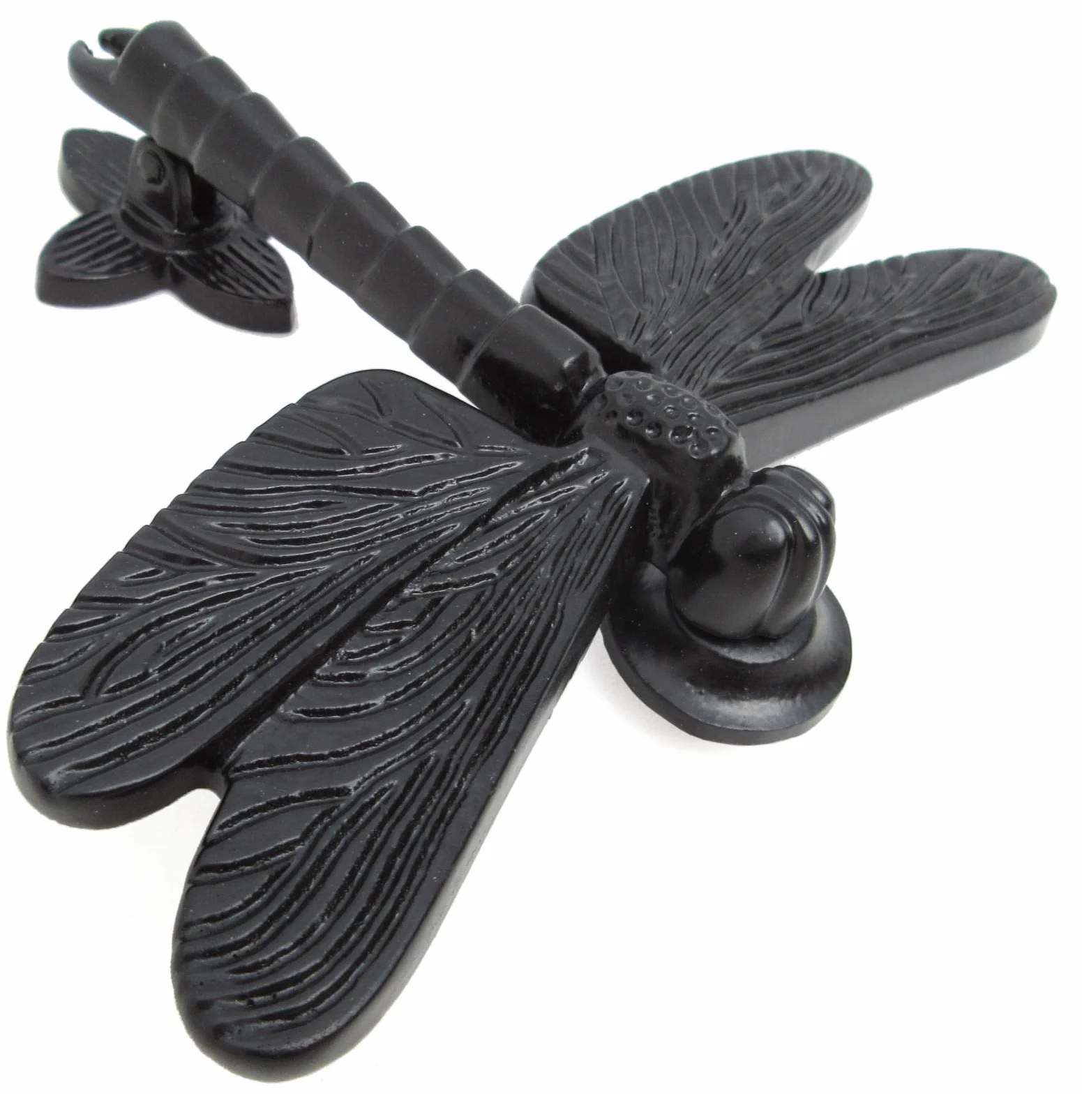Aldaba de hierro fundido con libélula para puerta, 15,5 cm x 13 cm