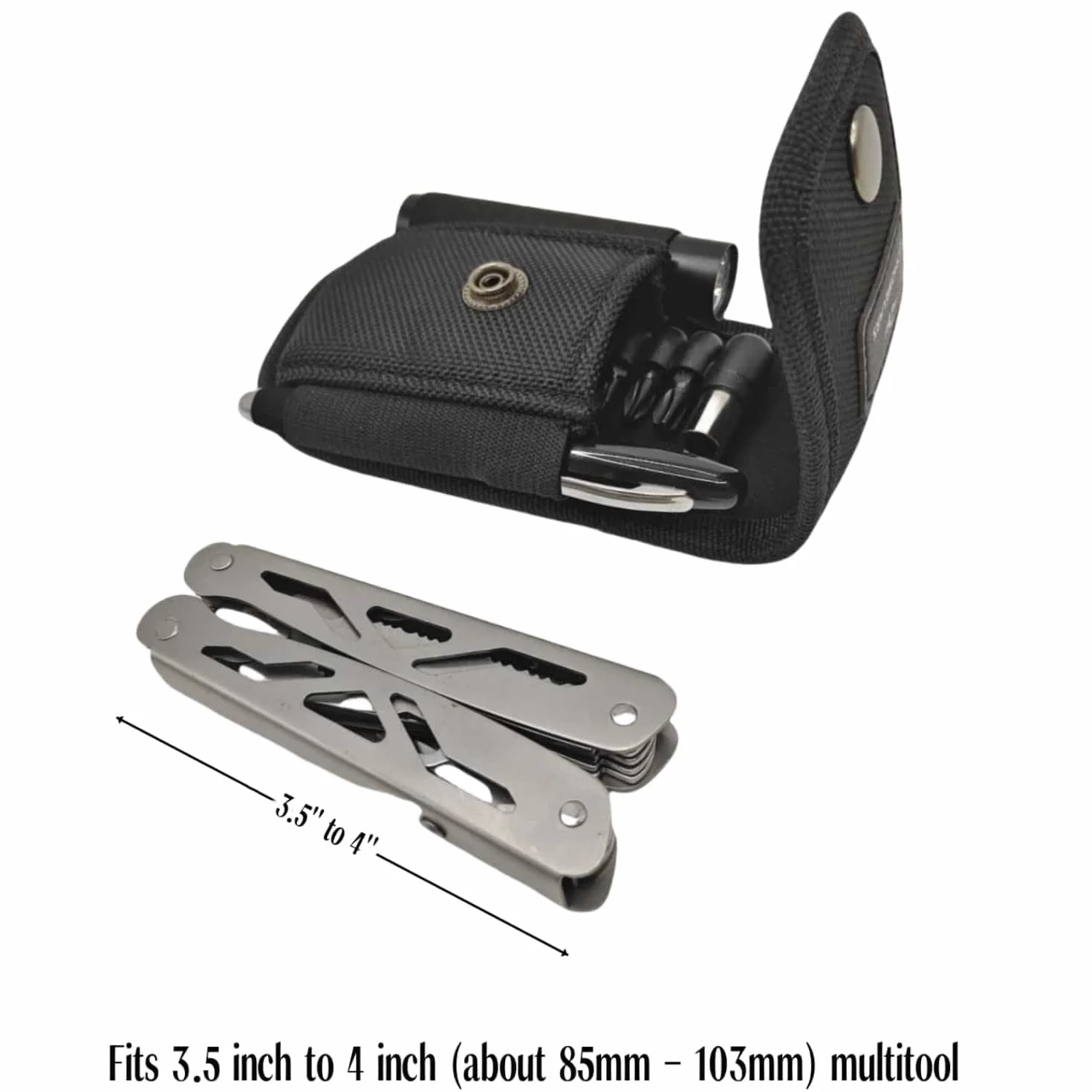 Funda de herramientas multiherramienta que se adapta a multiherramientas de hasta 4 pulgadas, funda de herramientas para Leatherman, Gerber, funda de herramientas para cinturón horizontal y