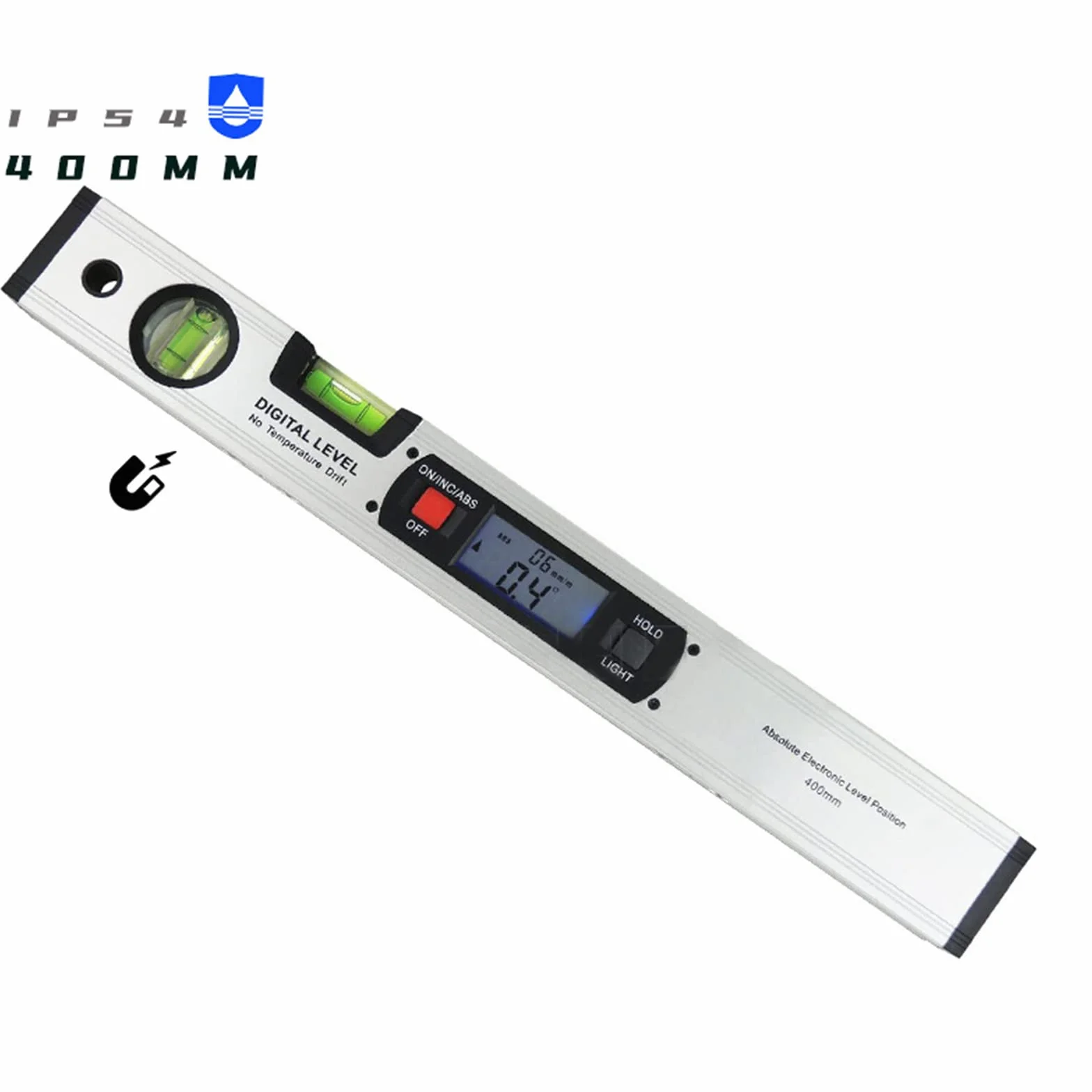 Nivel de Burbuja Buscador Digital de Aluminio Transportador 360° LCD Digital retroiluminado de 16 Pulgadas con Burbuja Horizontal y Vertical