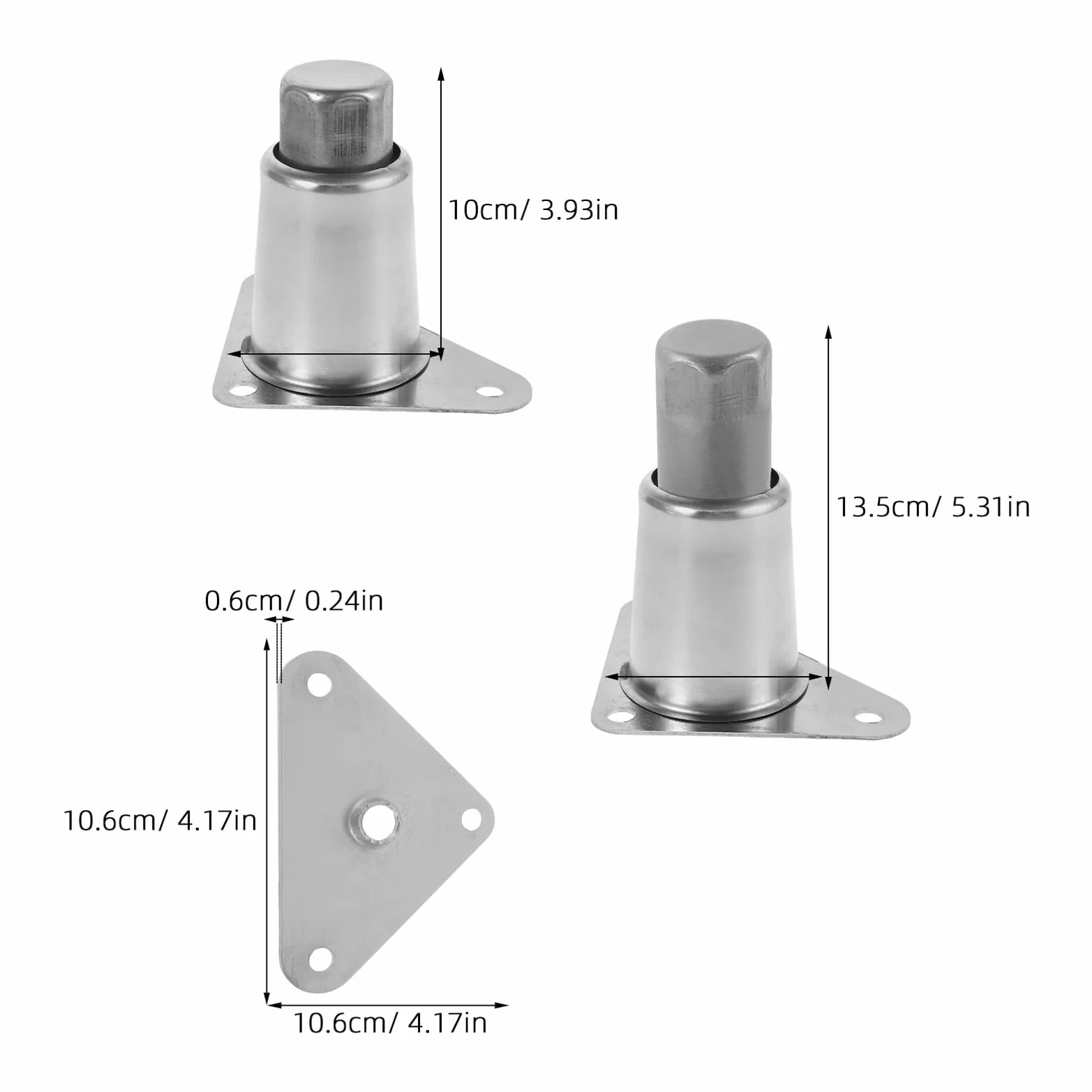 Veemoon Patas de Soporte Ajustables de Acero Inoxidable para Muebles y Estufas, Altura Regulable 10 Cm con Placa Triangular, Set de 2 Piezas, Accesorios Resistentes para Cocina y