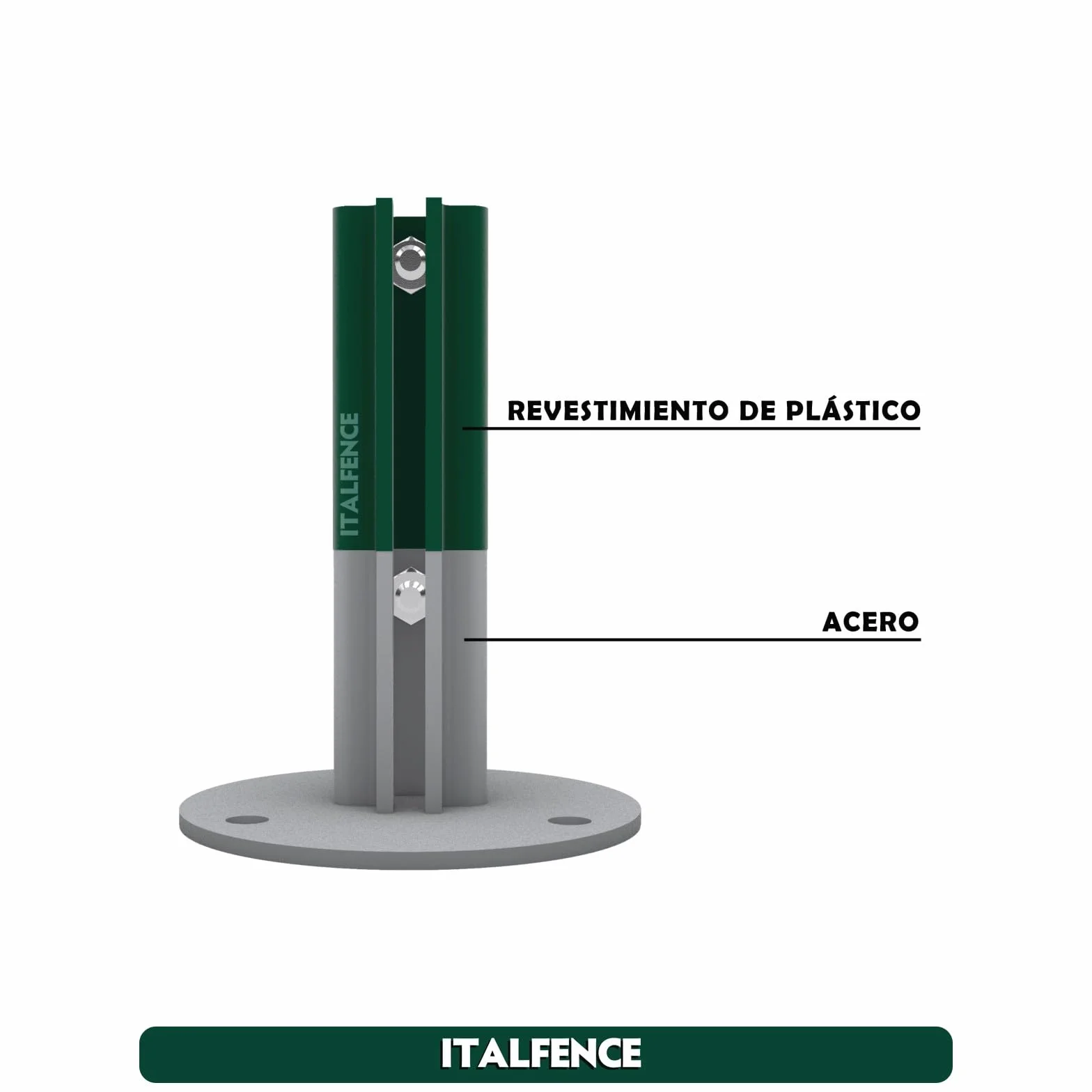 Base para poste T 30x30mm, acero plastificado [5 piezas]