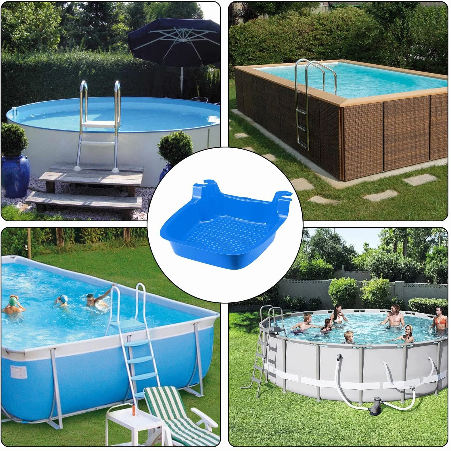Baño de pies Junto a la Piscina, bañera de pies Junto a la Piscina | Bandeja para pies de Piscina sobre el Suelo | Lava la Arena y la Suciedad Antes de Entrar, Instalado en la Escalera de la