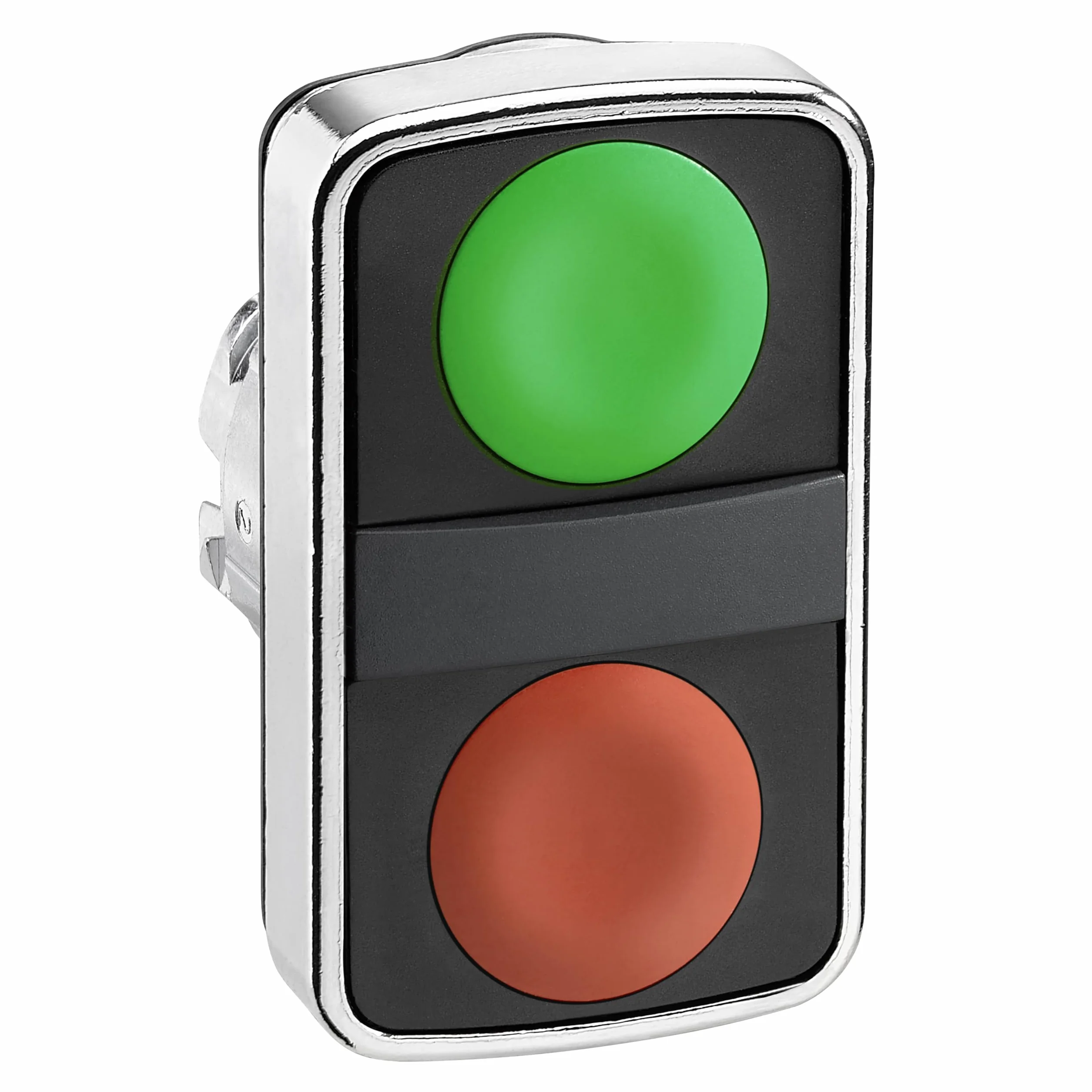 Schneider Electric ZB4BA7340 Cabeza Pulsador de dos Acción Diámetro 22, sin Marca IP66, IP69 K, Verde y Rojo