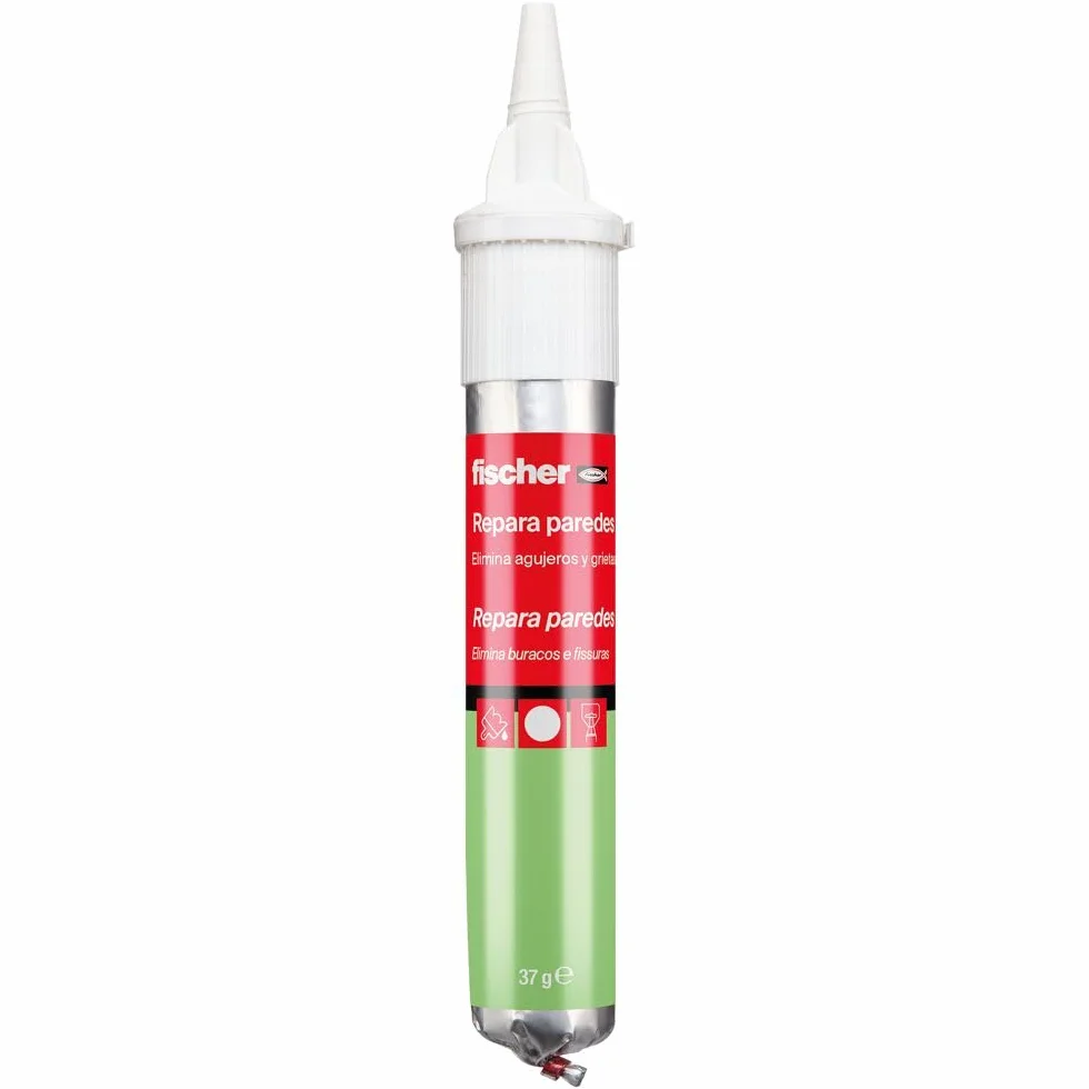 fischer - Masilla Adhesiva Repara Paredes, Compatible con Placas de Yeso PLADUR®, Cemento, Hormigón o Mamposteria | Para Tapar Agujeros Pared, Reparador de Pared | Incluye Espátula (75 ml)