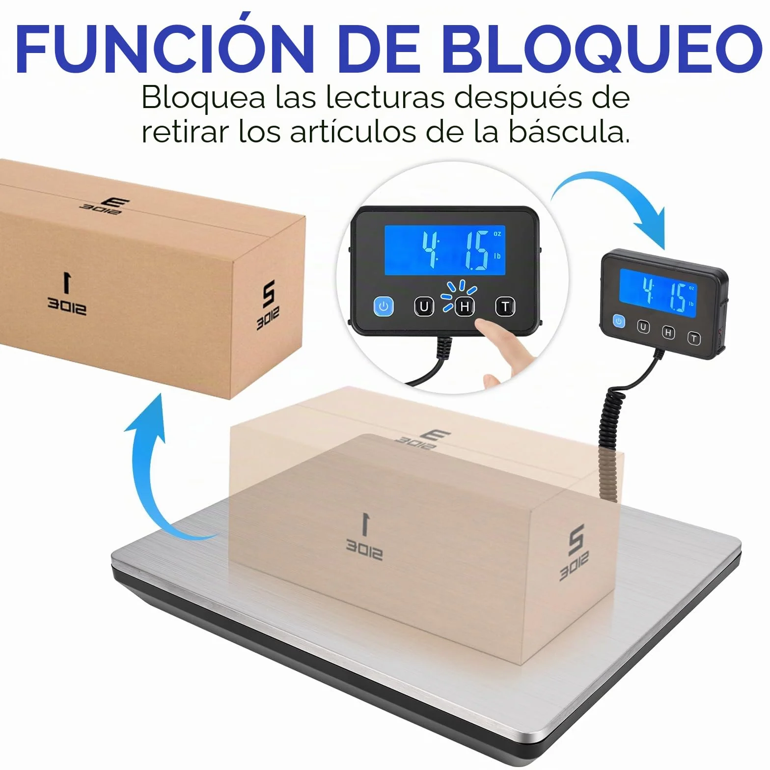 Báscula Digital 50g-200kg Balanza Postal con Función de Retención y Tara, Plataforma de Acero Inoxidable, Pantalla LCD