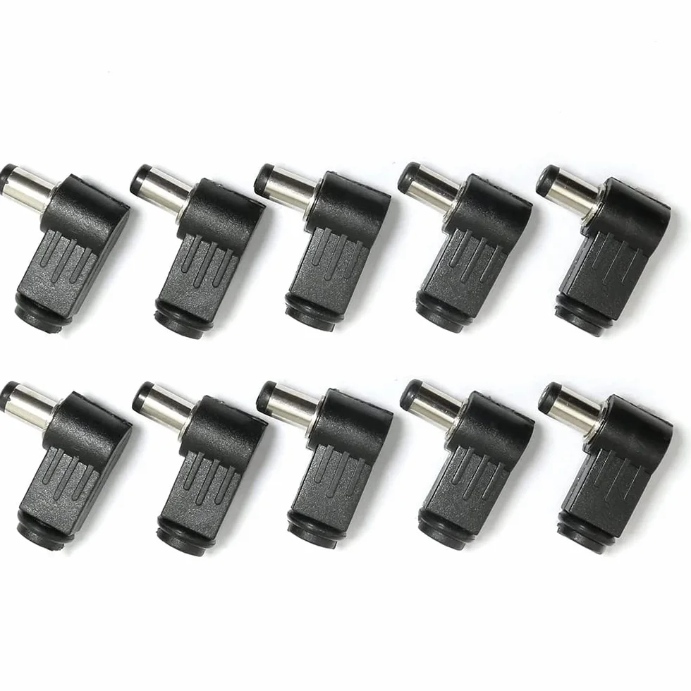 10 Piezas 90 Grados Ángulo Recto 2,5X5,5mm 2,5mm Cable de Alimentación Cc Enchufe Macho Conector Adaptador de Punta de Cable de Soldadura, 5525