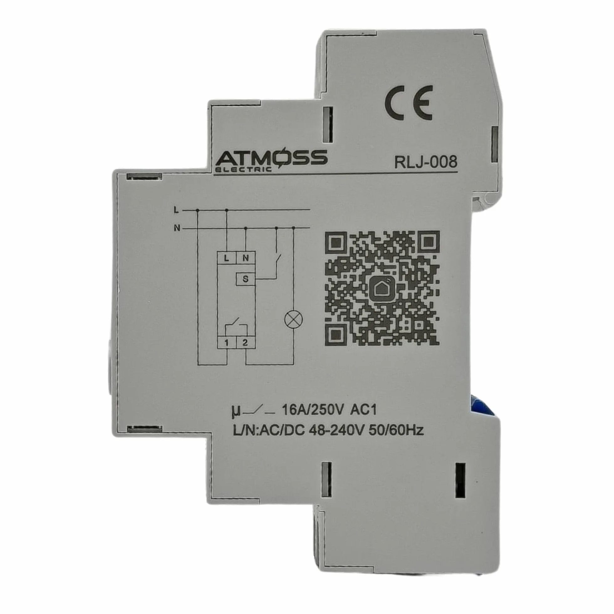 RASMACOR | Interruptor Horario Astronómico Digital WiFi RLJ-008 | Reloj Diario/Semanal - Multifunción con Reserva WiFi 1CH 16A | CA/CC 48-240 V (CA 50/60 Hz) | 1 Módulo | Dimensiones 65x90x18 mm
