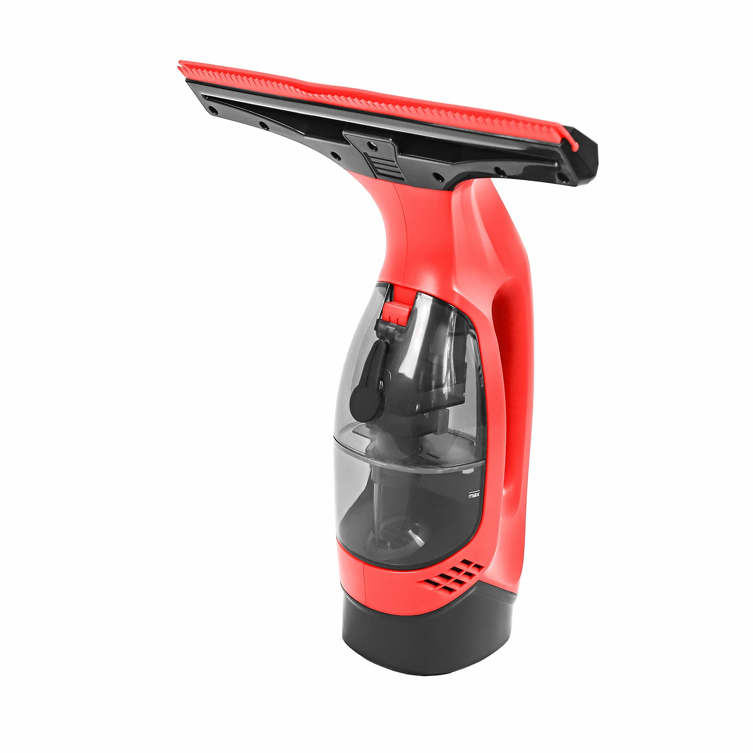 STARK Limpiacristales Eléctrico para Ventanas. Con batería recargable, depósito extraíble, biotella spray, escobilla de repuesto y 2 paños de microfibra (Rojo).