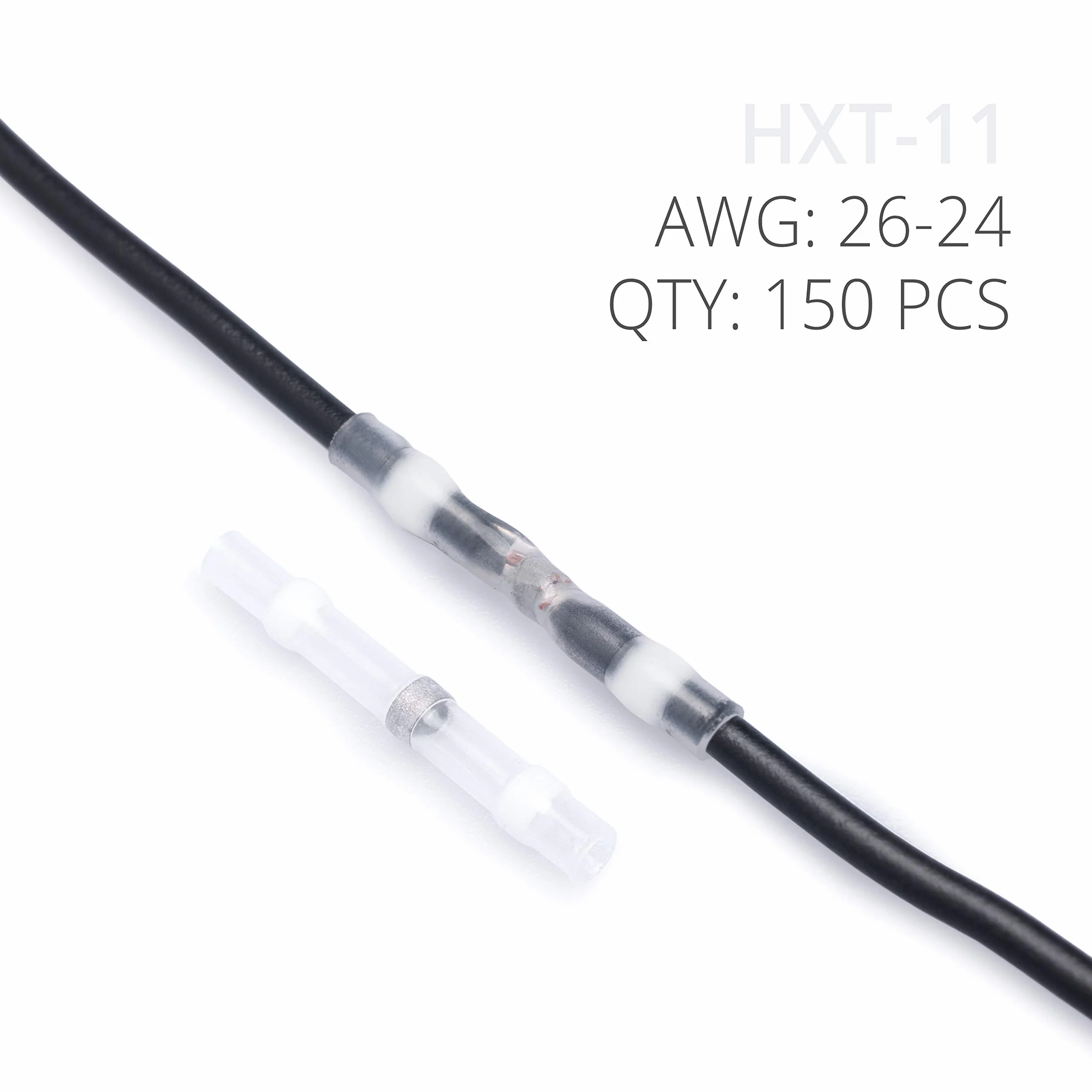 Wirefy 150 Piezas Terminales de Sellado de Soldadura Termorretráctil - Solder Seal a Tope Impermeable - Blanco 0,14-0,25 mm²
