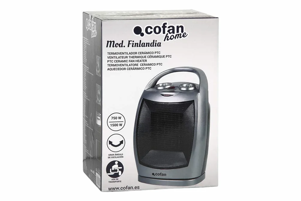 Cofan Termoventilador Eléctrico | Modelo Finlandia | Doble Función de Calor 750-1500 W | Calefactor Cerámico PTC