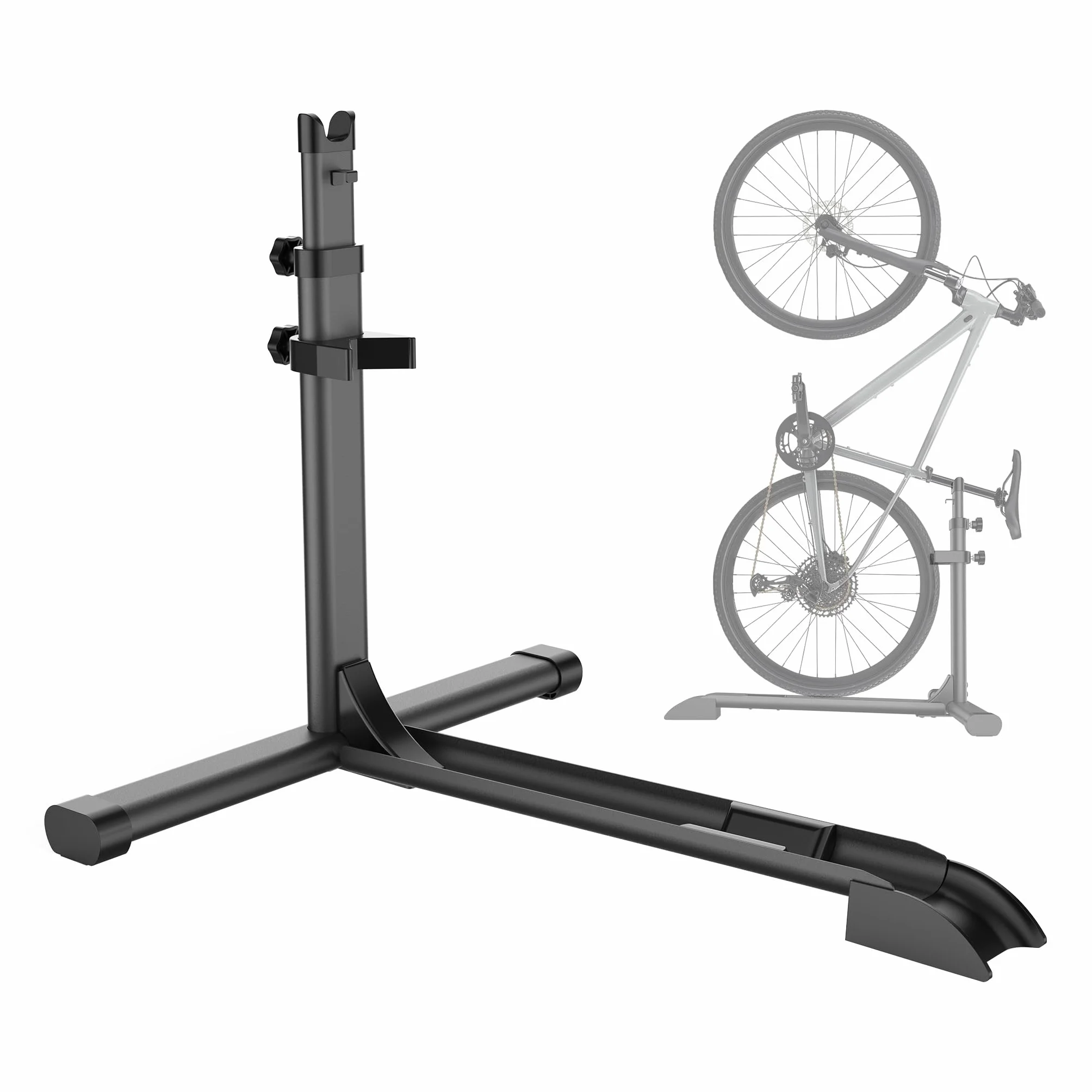 WilTec Soporte de Suelo para Bicicleta de Acero Negro Altura Independiente aparcabicicletas