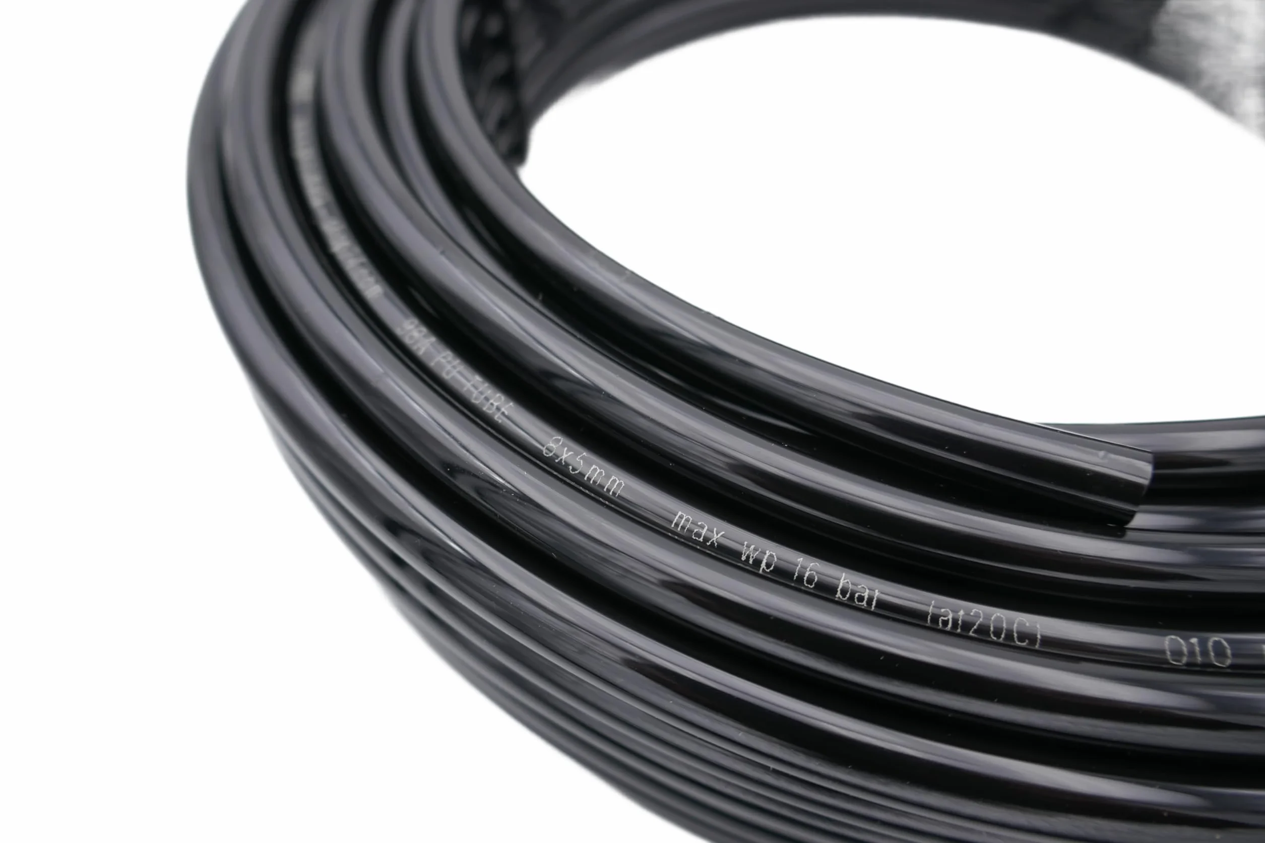 Manguera neumática de poliuretano de 8 mm para aire comprimido, 25 metros PUN 8 x 5 mm, color negro