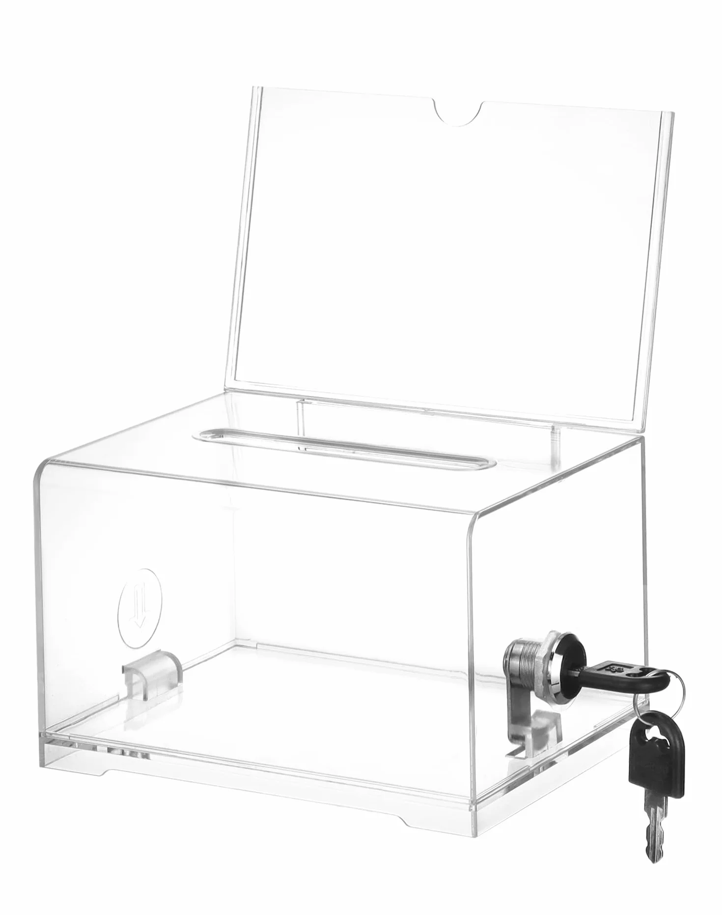 QWORK Caja de Acrílico Transparente con Cerradura, 16x12x10 cm, Urna de Votación