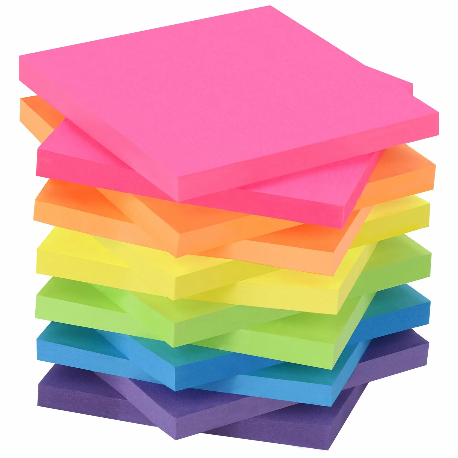 Notas Adhesivas 76 x 76 mm, Pack de 12 Blocs, 60 Hojas, 6 Colores
