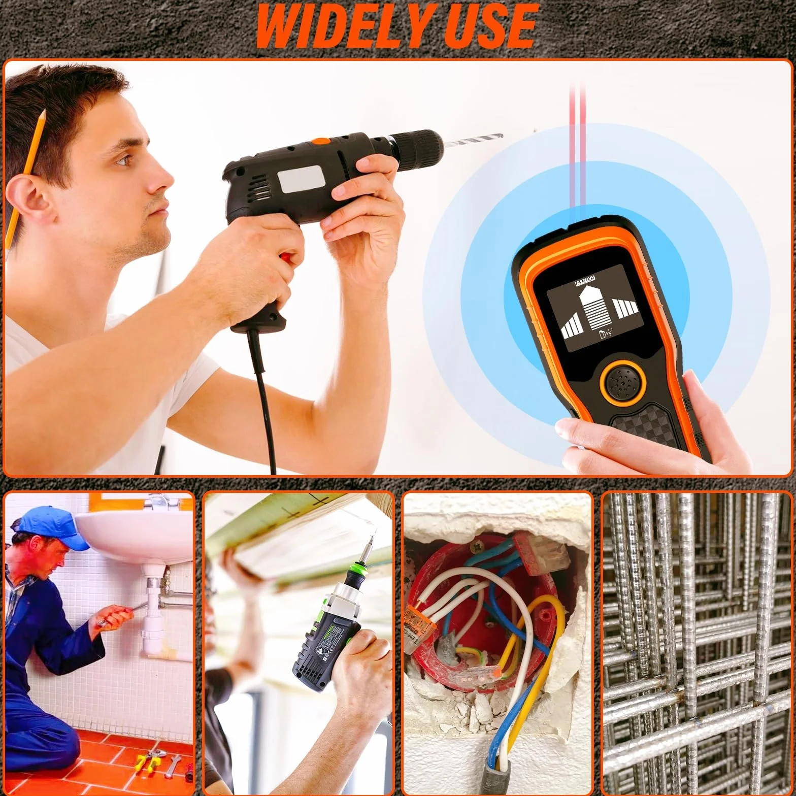 Detector de pernos 5 en 1,Detector de Pared con Pantalla LCD,Localizador escáner de Pared multifunción para Detectar Madera, Metal y Líneas Eléctricas, Detector Cables y Tuberias
