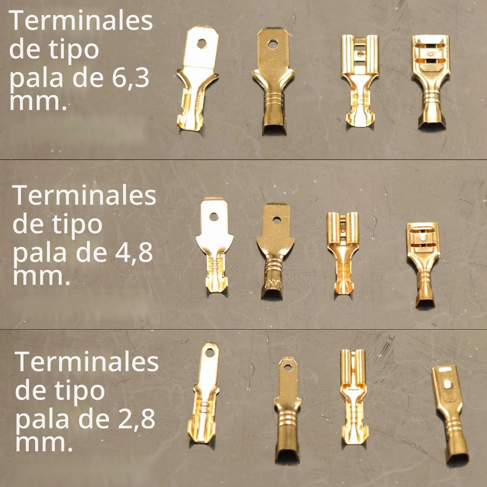Conectores de Pala Macho y Hembra 2,8mm 4,8mm 6,3mm Aislados Terminales Faston 480pcs