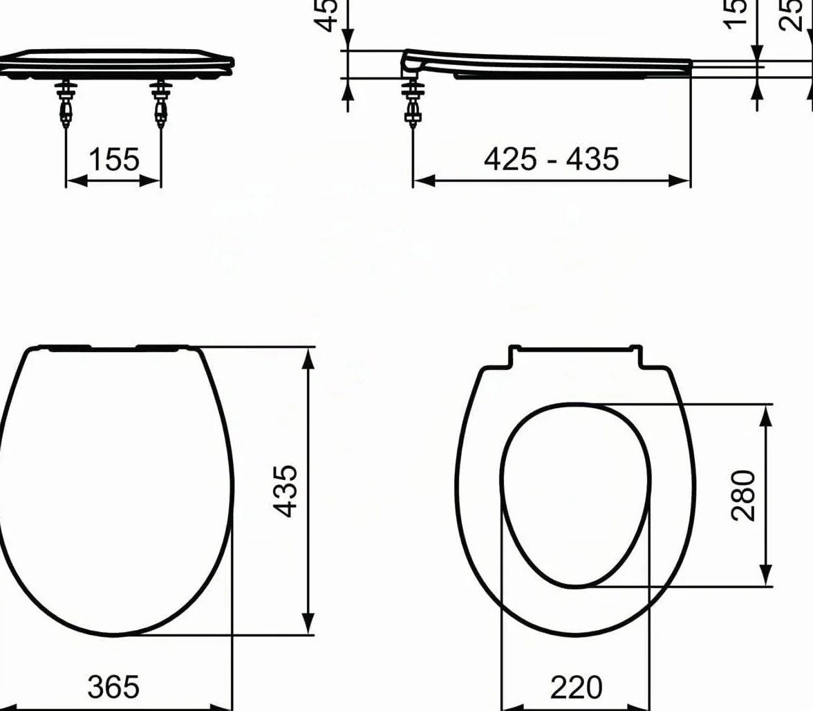 Ideal Standard – Multi Suites Asiento con tapa de inodoro, Diseño de tapa fina, Forma universal, Asiento con mecanismo de cierre suave, resistente a los UV y fácil de montar, Duroplástico, Blanco