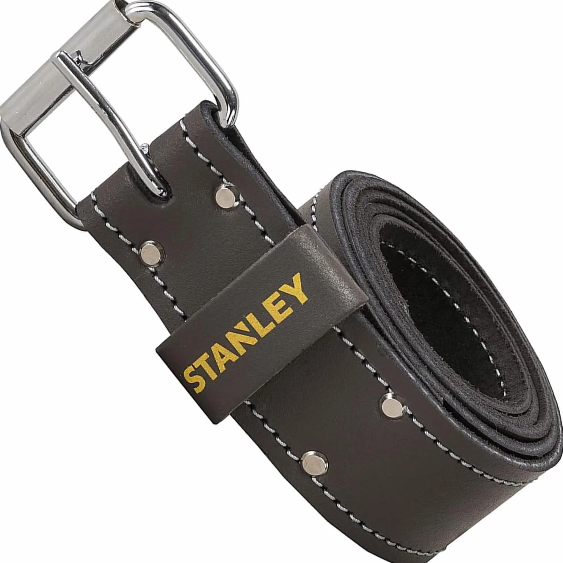 STANLEY Cinturón de piel de primera calidad, Hebilla duradera, Reforzado con remaches, Perforado para adaptarse a diferentes tamaños de cintura, STST1-80119