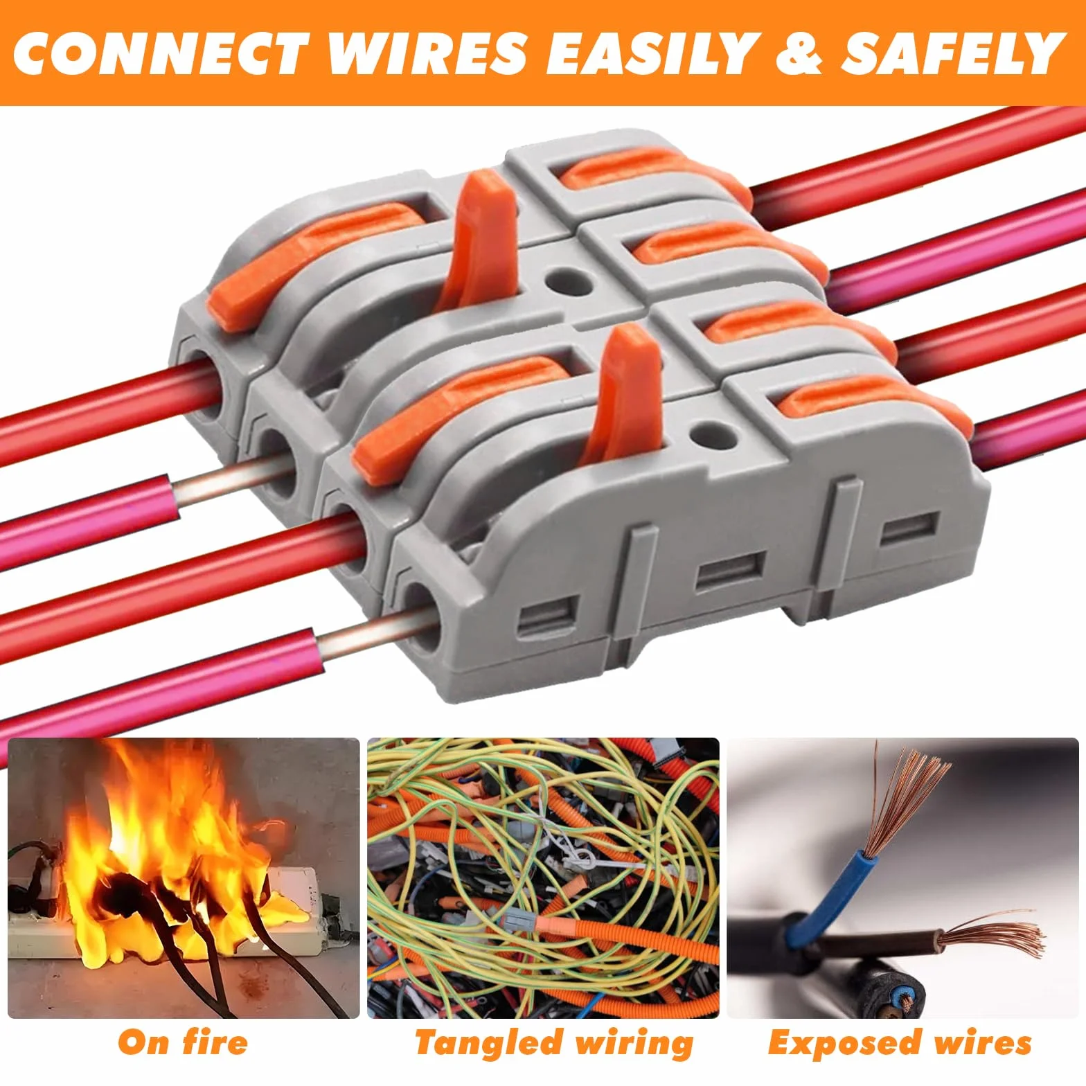 Conectores Electricos Rapidos SPL-1 Clemas Electricas con Palanca 28-12 AWG SPL1-5 Acoplamientos de cable 50 Piezas