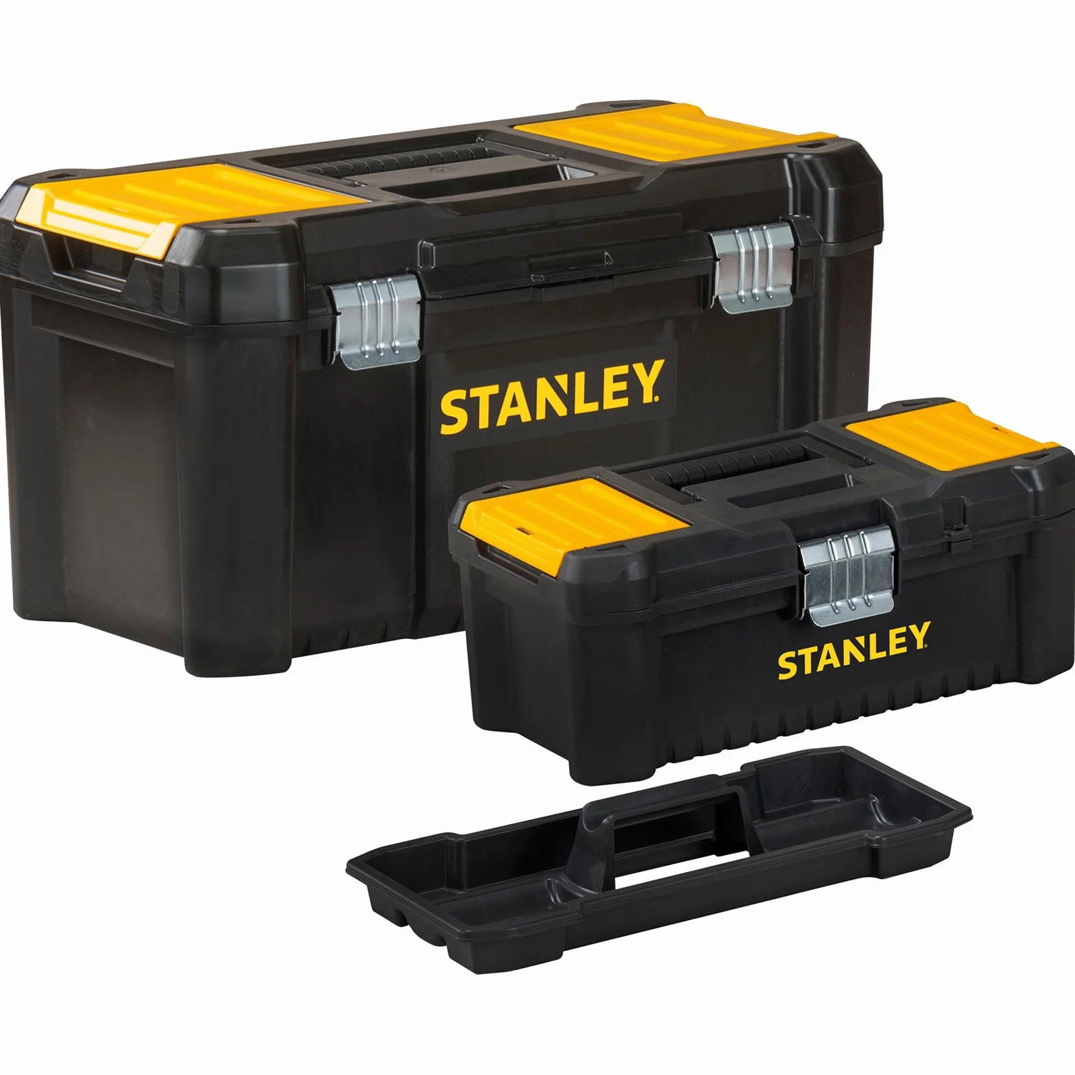 STANLEY Bonus Pack 2 Cajas de herramientas de plástico 12.5"/32cm + 19"/48cm, Cierres de metal, Asa ergonómica, Organizadores integrados en las tapas, STST1-75772