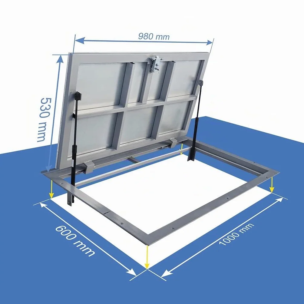 Trampilla de suelo Aluminio 600 mm x 1000 mm(P) Tapa de Registro Tapa de alcantarilla Puerta de Inspección Tapa de Pozo