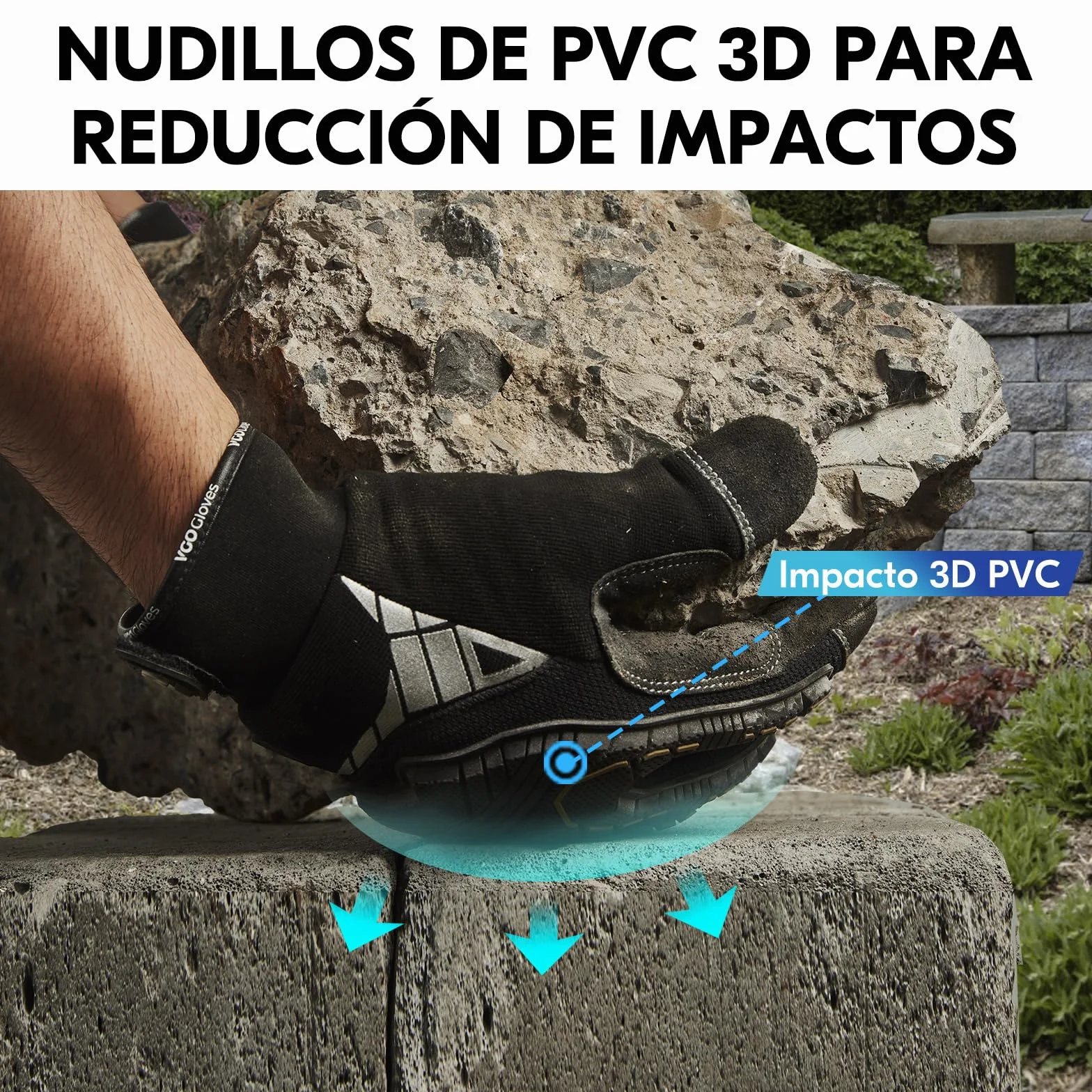 Vgo... Guante de Trabajo Resistentes Touchscreen Guantes Protección Antivibración para Obra Portero Montaje Mecánicos, 1 par