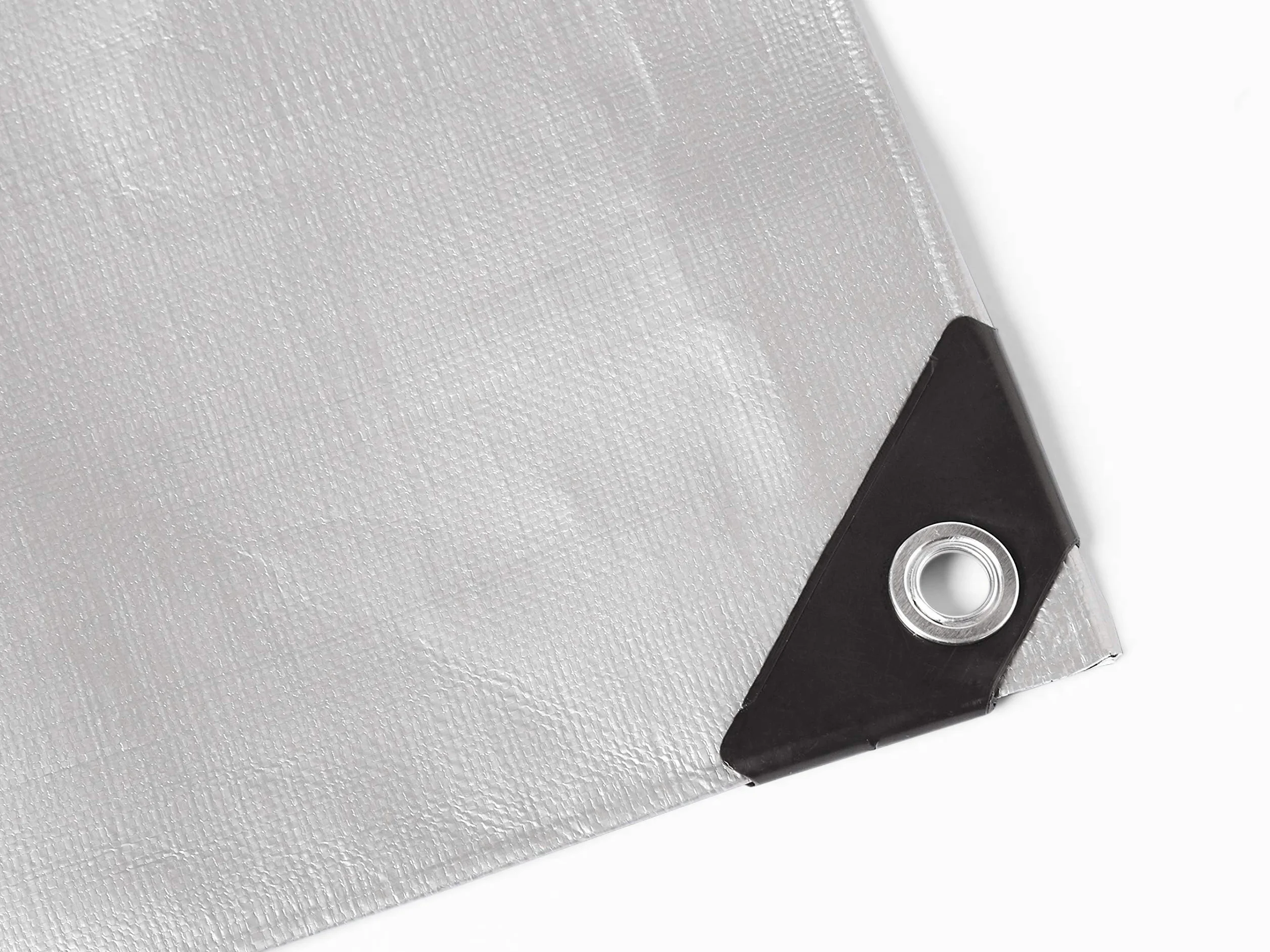 Amazon Basics Lona de poliéster multiusos A prueba de agua, Pack de 1 unidad, 3.6 x 6 m, 0.4 mm de espesor, 6kg, Plateado Y Negro