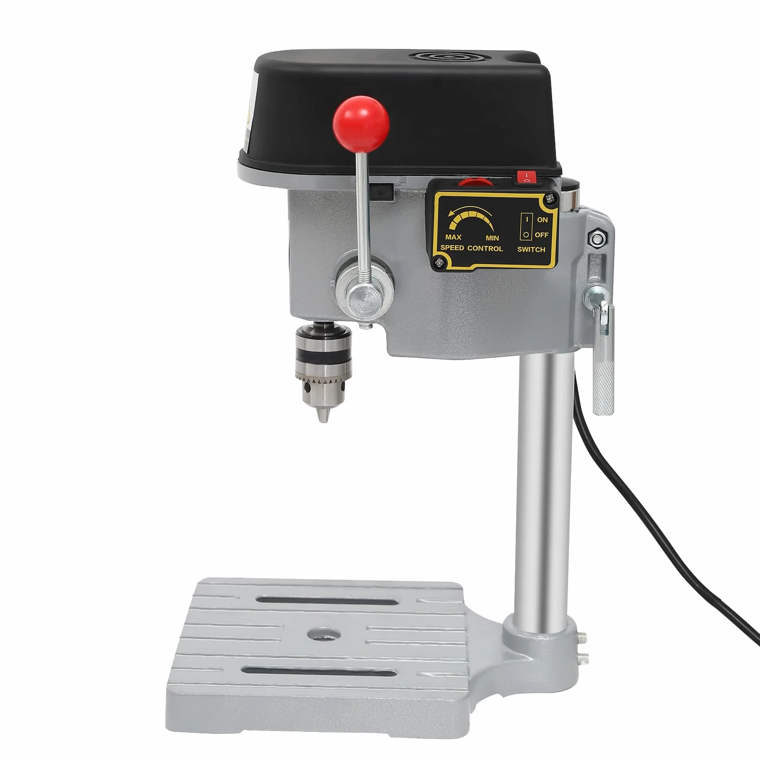 Taladro de mesa, banco eléctrico, soporte de prensa de 340 W, taladro de columna silencioso, tres velocidades ajustables, para taladrar madera, placas de plástico