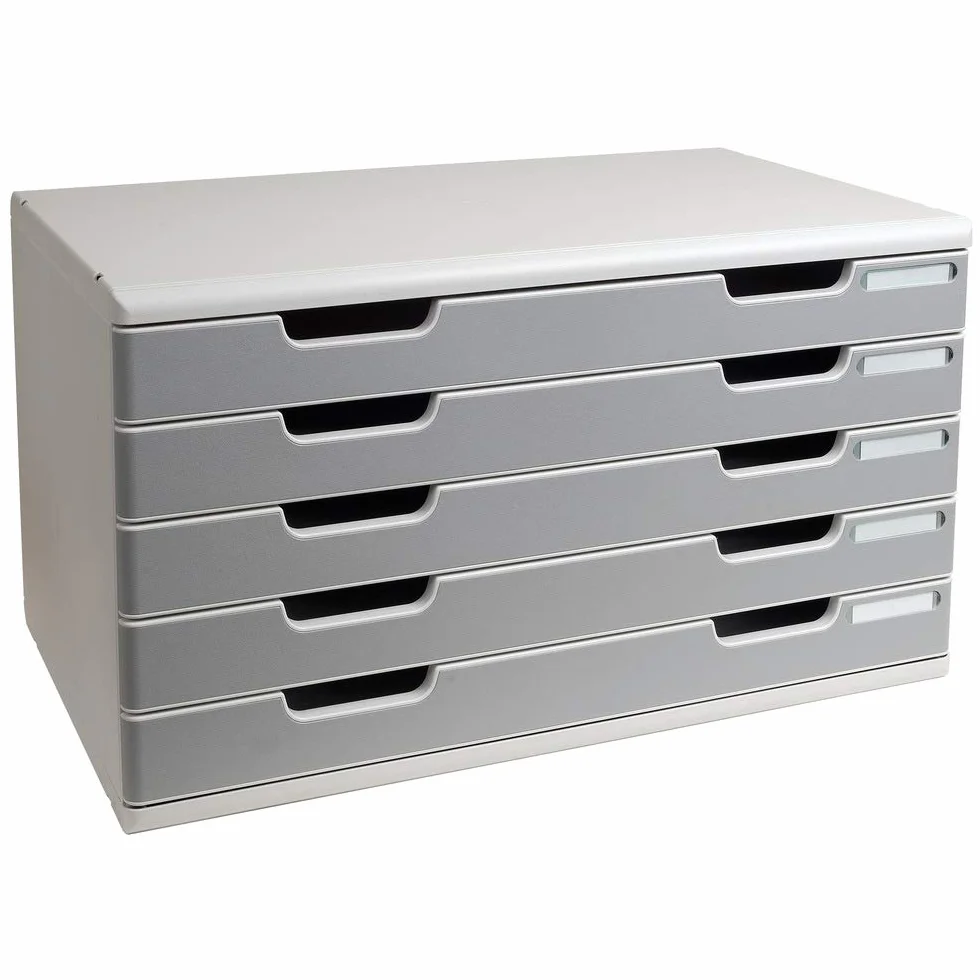 Exacompta - Mueble archivador con 5 cajones (tamaño A3), color gris perla