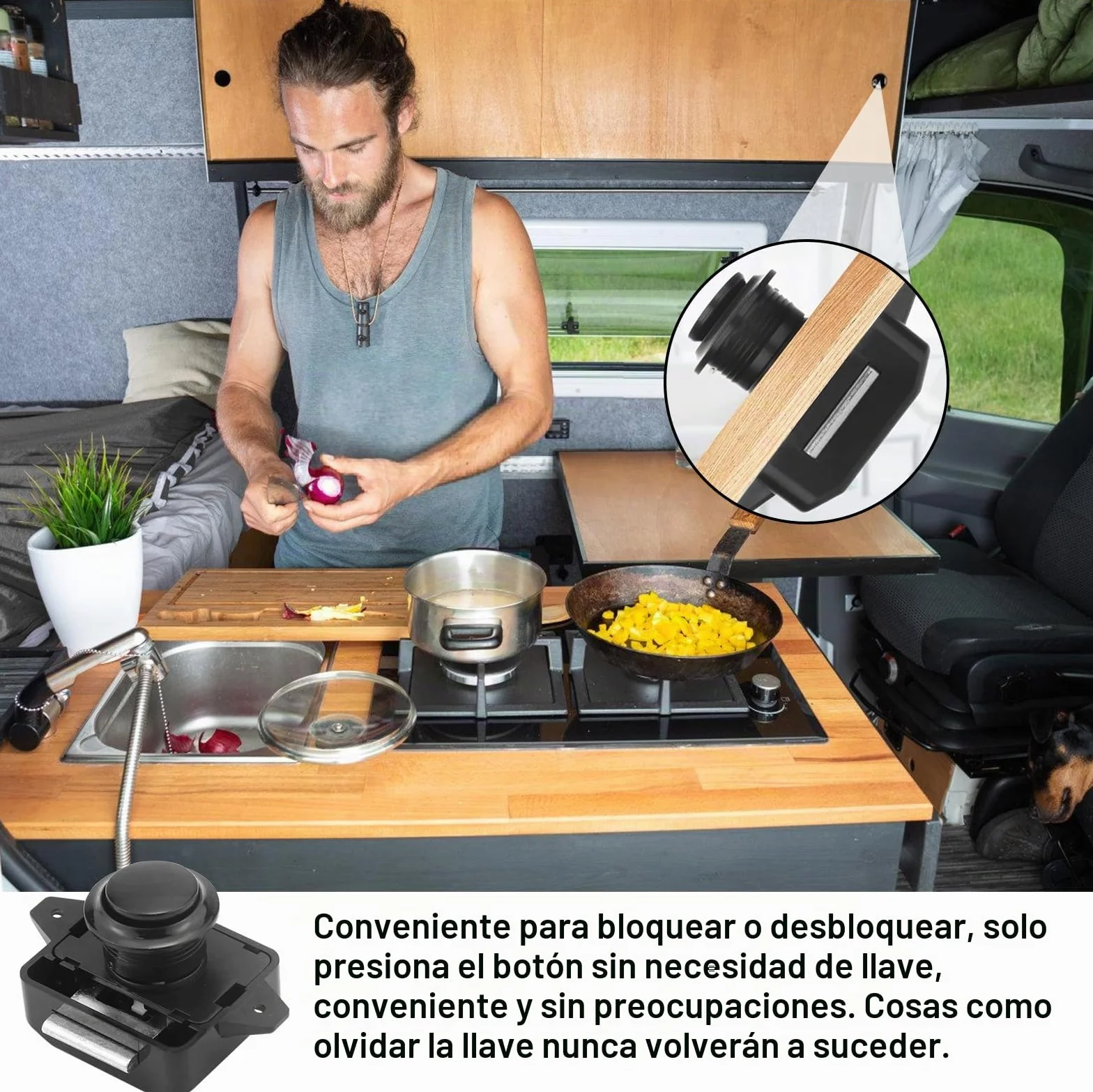 Cerradura para puertas móviles, 10 piezas, para autocaravanas, caravanas, yates, armario, color negro