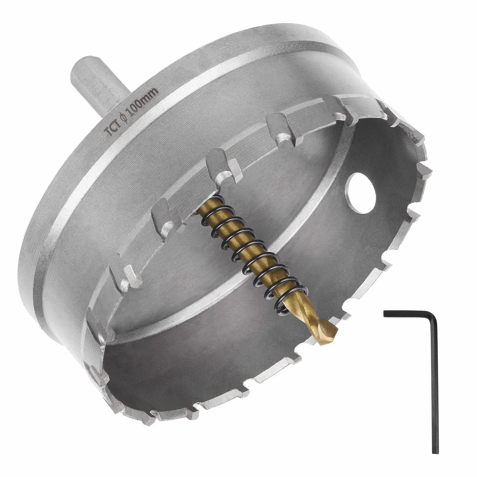 Flintronic Brocas Corona Metal, 100mm Carburo Agujero Cortador, TCT Agujero Sierras Brocas Corona para Acero Inoxidable, Acero Dulce, Hierro, Cobre y Latón