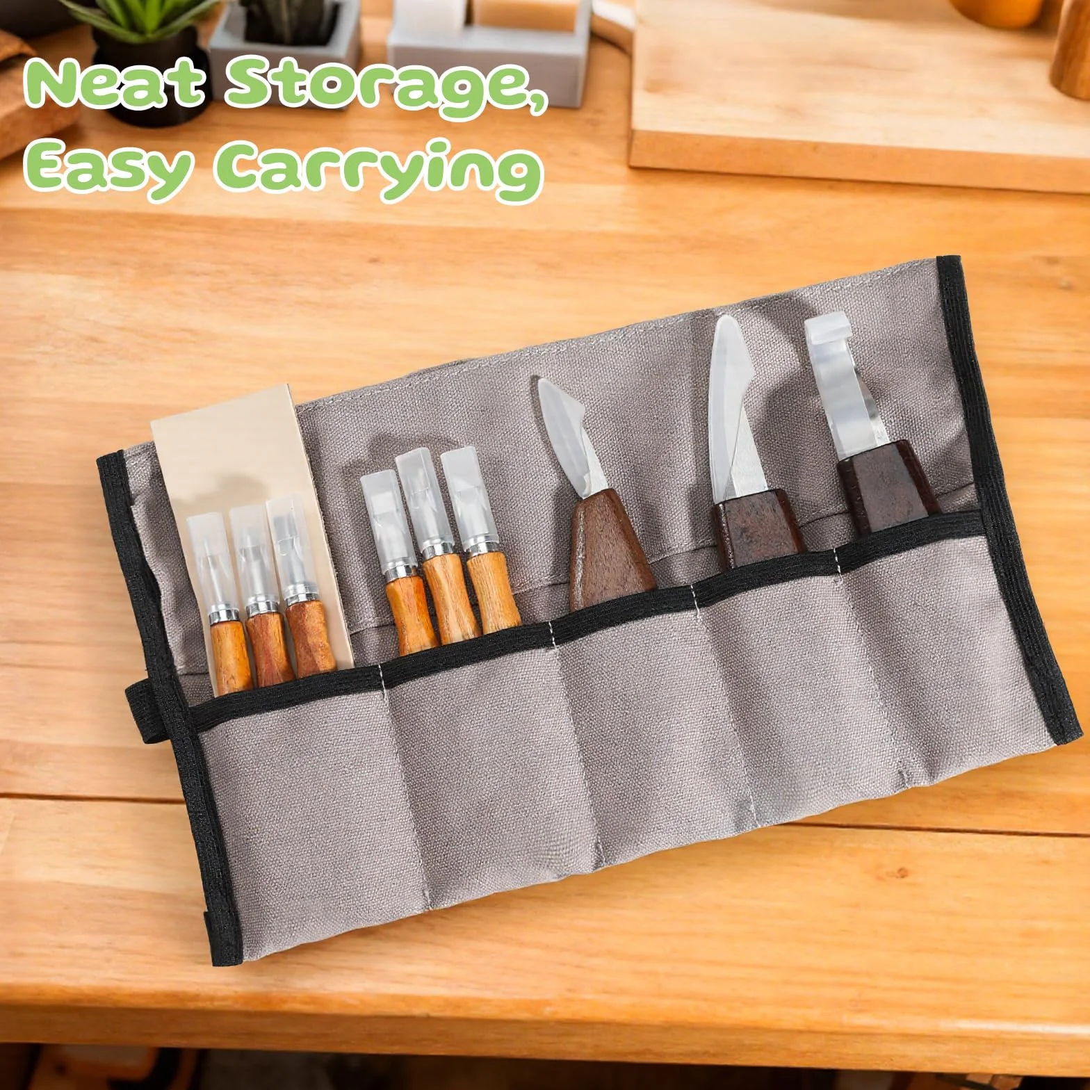 Housolution Kit de Tallado en Madera con Bolsa de Transporte, 29PCS Herramientas de Carpintería para Principiantes y Aficionados