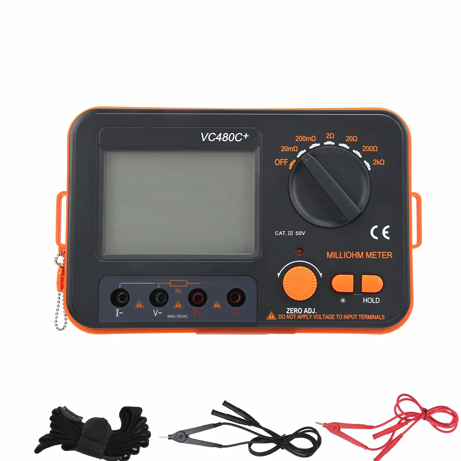 Milióhmetro Digital de 0.01mΩ a 2kΩ, 6 Rangos, Medición de 4 Hilos, Tester de Baja Resistencia DC - Alta Precisión, Protección Avanzada, Pantalla LCD Grande, Portátil para