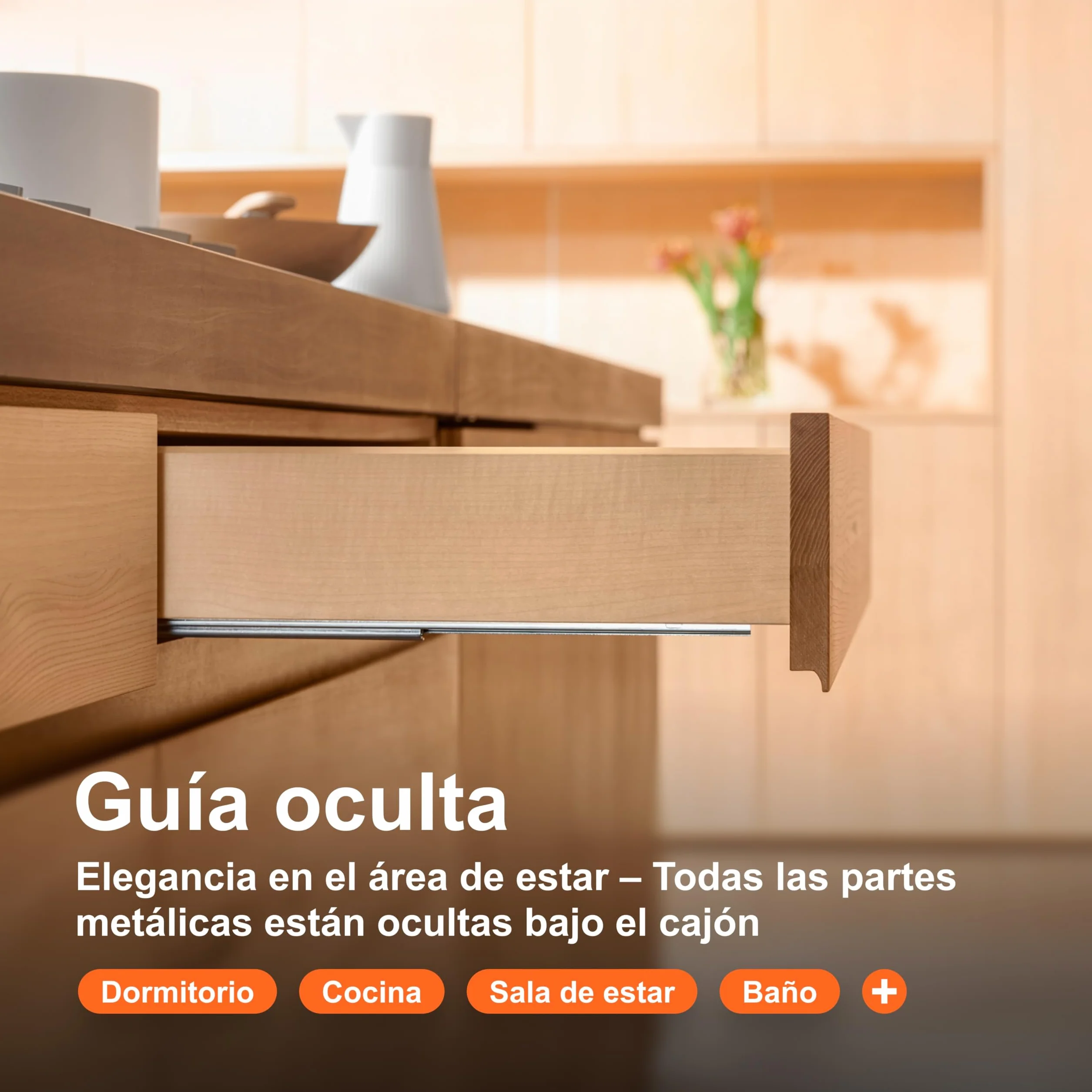 blum extracción total Tandem 500 mm I guía oculta invisible bajo el cajón I guía de cajón Soft-close con amortiguación blumotion I extracción para mueble de cocina I sistema de guías 1 par