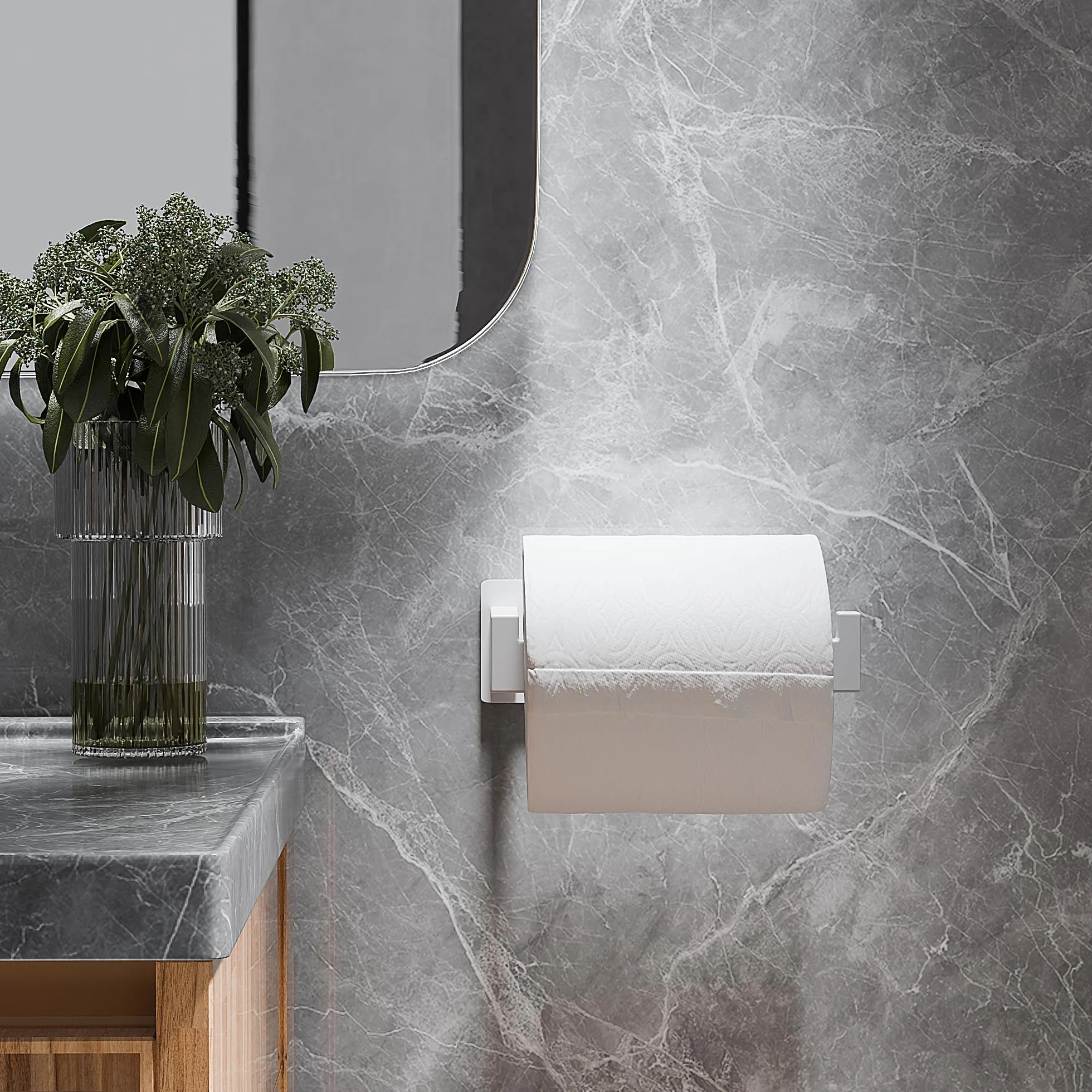 Aikzik Portarrollos Baño Papel Higiénico Acero Inoxidable sin Taladrar Blanco