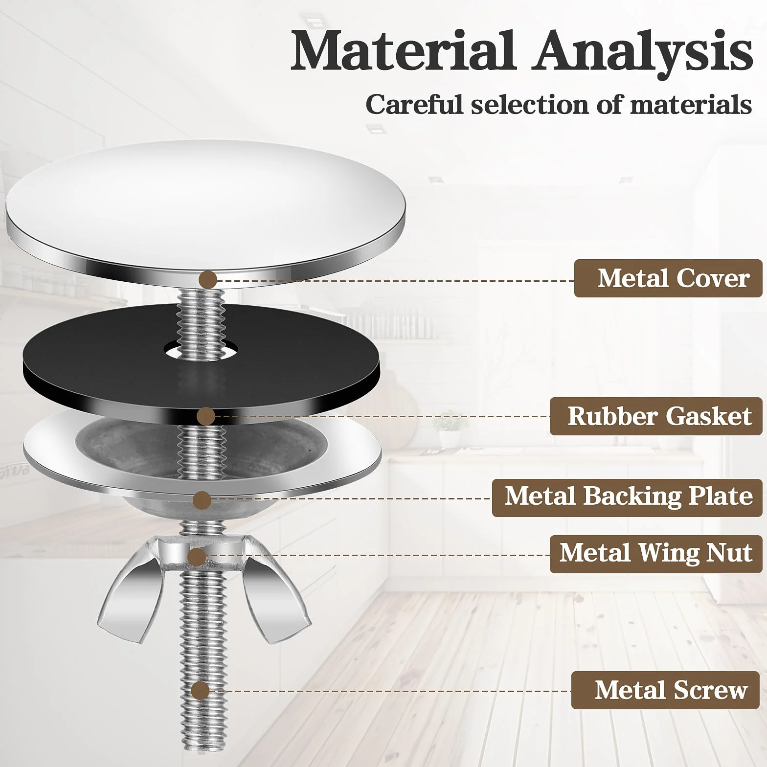 Cubierta para agujero de fregadero, cubierta de acero inoxidable, tapa de agujero de fregadero de cocina, accesorios de fregadero para decoración del hogar, cocina y baño (plateado)