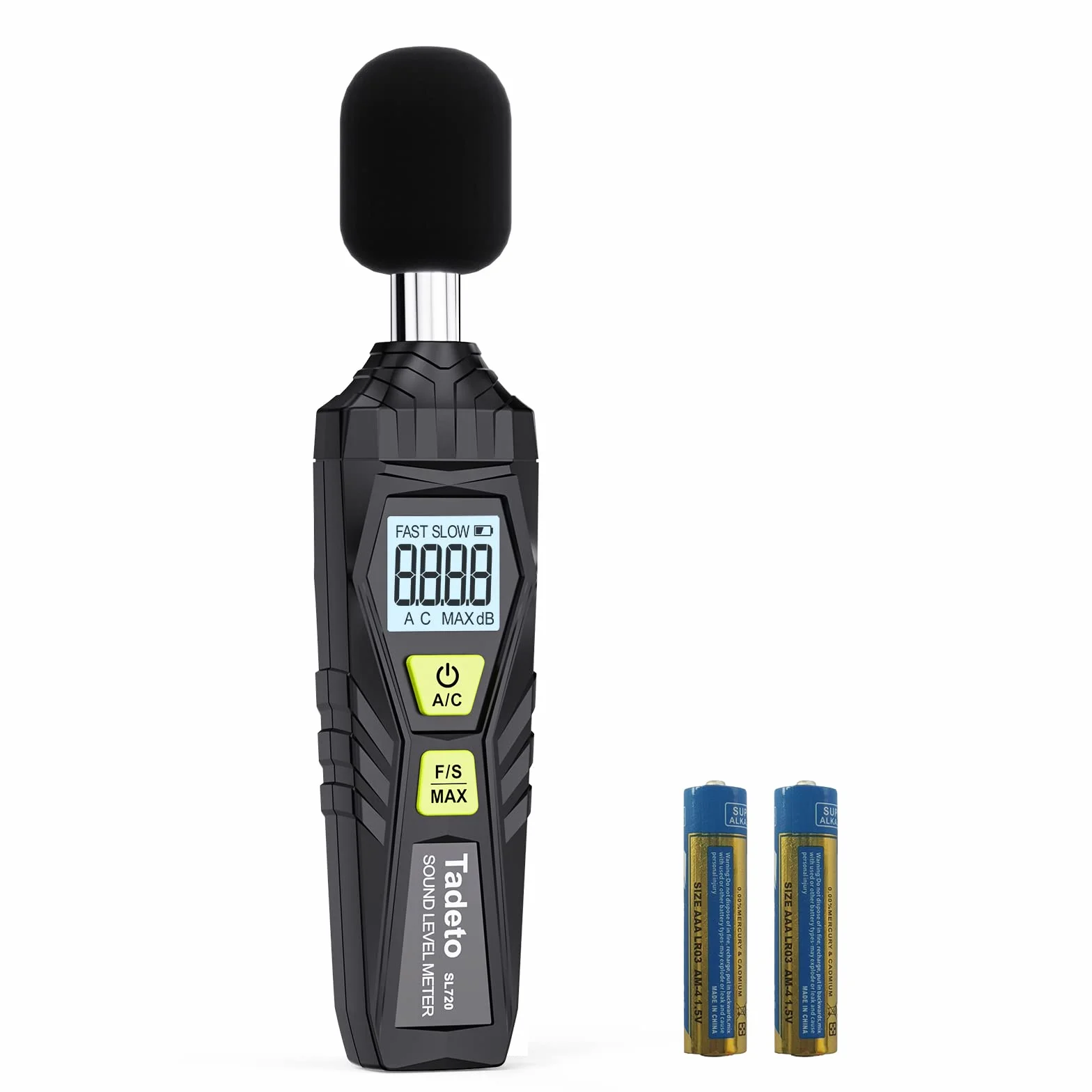 Sonometro Tadeto Medidor Decibelios Portátil 30-130dB Pantalla LCD A/C Ponderado